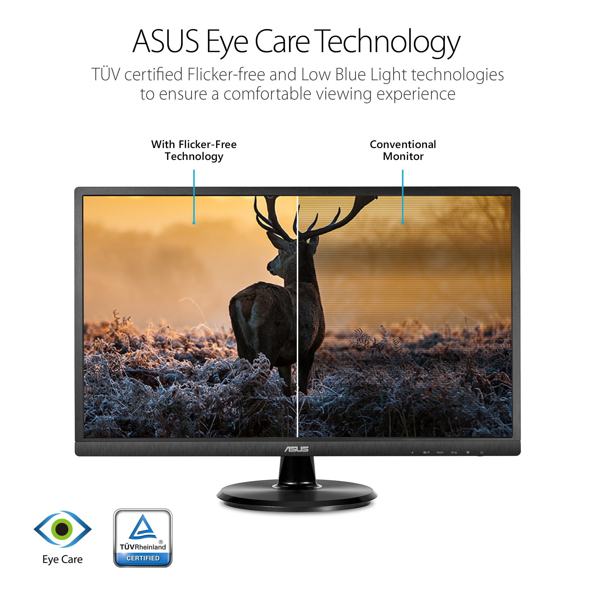 ASUS 23.8” Full HD Computer Monitor, 1080p, HDMI, VGA, Eye Care, 178° Wide Viewing Angle - VA249HE, Black