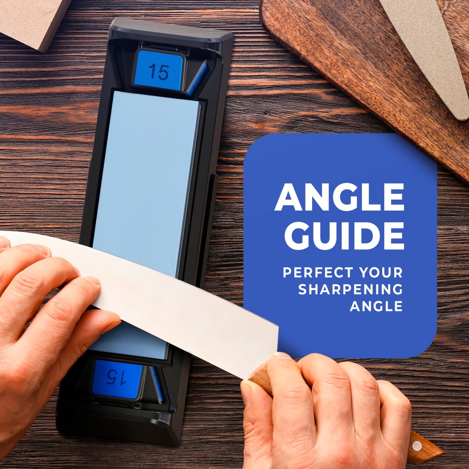 Sharp Pebble Knife Sharpening Stone Kit-Grit 1000/6000 Wet Stone-Built In Angle Guides 15/17/20/22 Degrees- Professional Whetstone Knife Sharpener Stone Set with Plastic Base