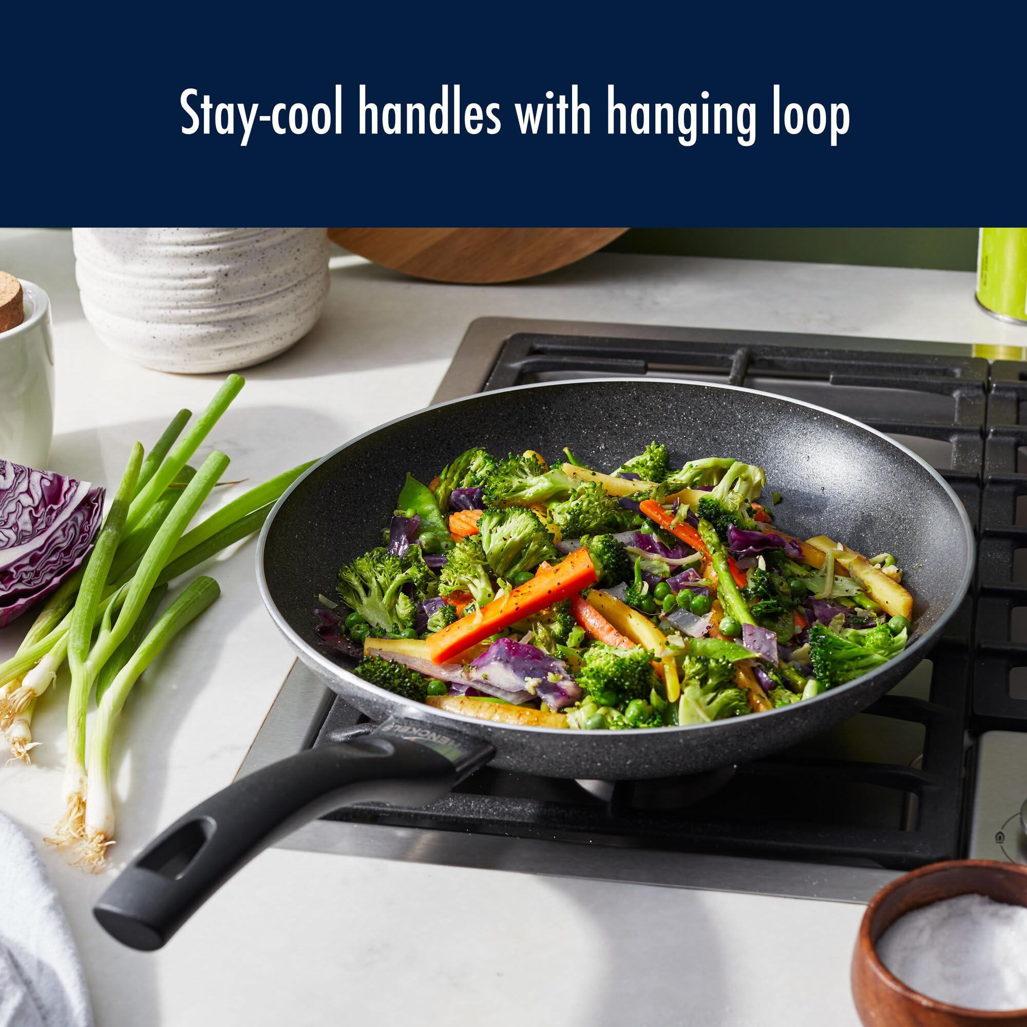 Henckels Everlift 2-Piece Granitium Nonstick Frying Pan Set, 10-inch and 12-inch frying pan, Made in Italy, durable 3-layer granite-hued nonstick coating from recycled materials, Oven safe to 400°F