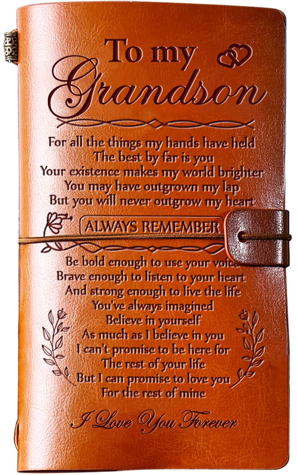 Hiipeenow Grandson Gifts from Grandma, To My Grandson Leather Travel Journal 140 Pages, Grandson Birthday Cards, Birthday Graduation Christmas Back to School Gifts for Grandson from Grandpa