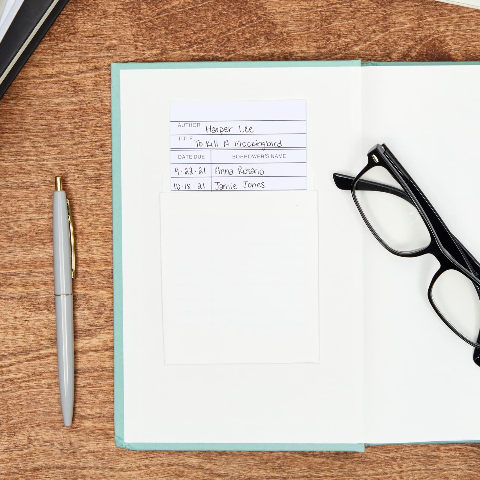 100 Pack Library Card Pockets Self Adhesive for Book Checkouts, CDs, DVDs, Classroom Supplies (3.5 x 4.5 in)