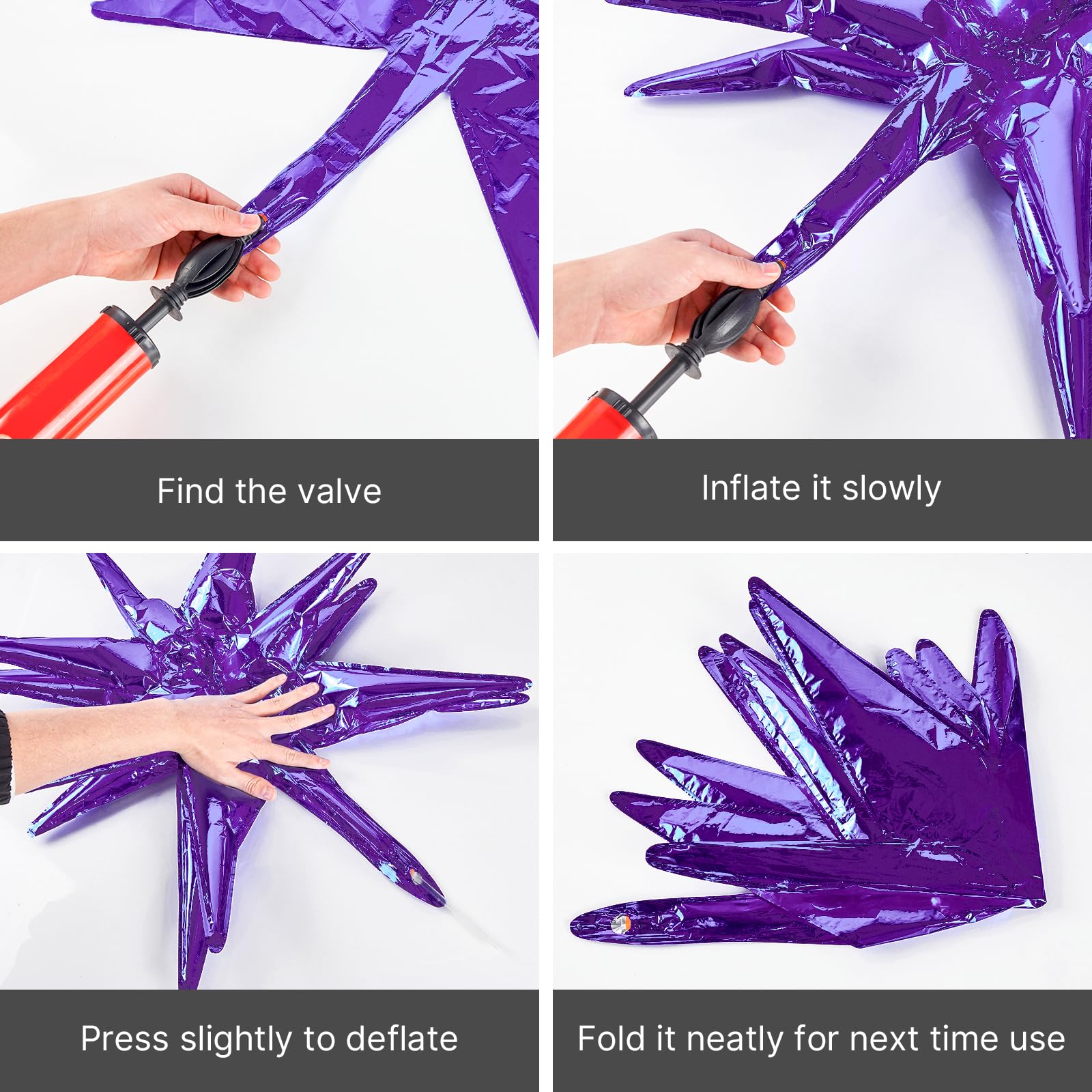 PartyWoo Dark Purple Balloons 110pcs Different Sizes 18 12 10 5 Inch Pack 22 Inch Purple Starburst Spike Star Explosion Foil Mylar Balloon Arch Kit for Birthday Wedding Party Decorations Purple-Y16