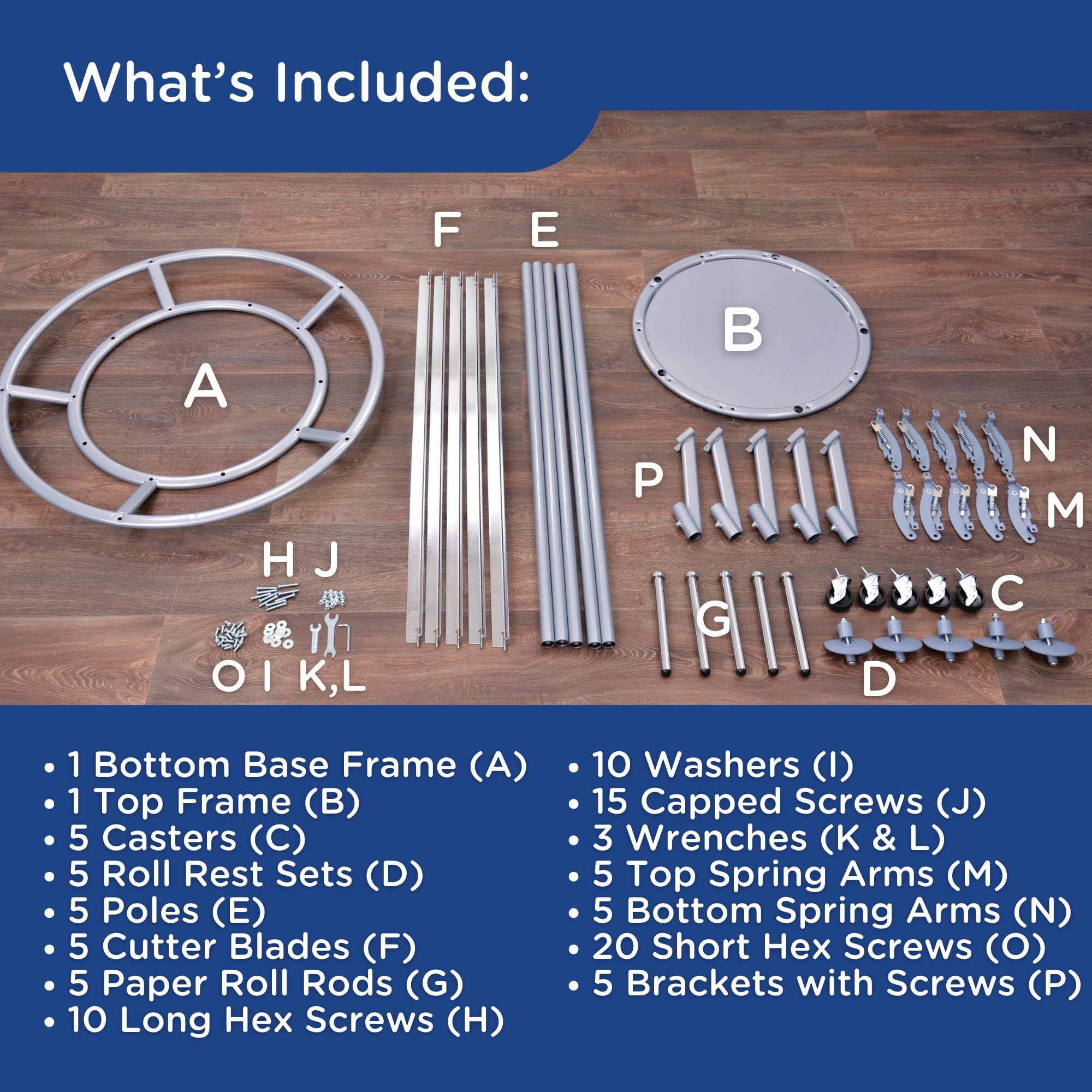 Children’s Factory Mobile Butcher Paper Dispenser, 5-Roll Paper Rack Holder for Classroom, Arts and Crafts, Desk Protection, Easy-Glide Pegs, and Safety Blades