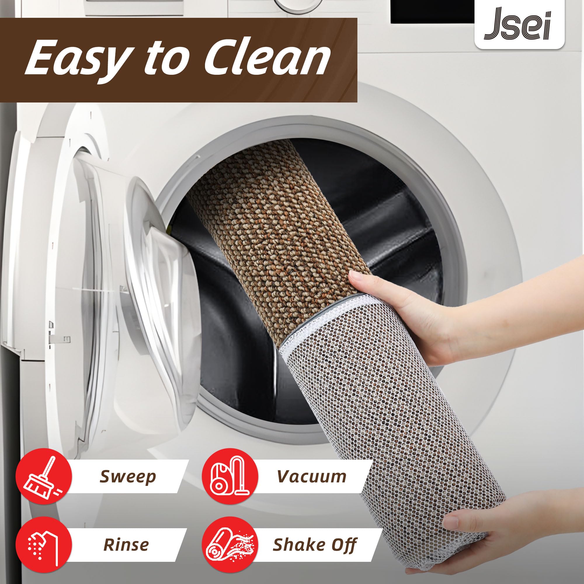 JSEI Dirt Trapper Door Mat 24"x36" Non-Slip Washable Entrance Mat, Dog Doormats, Absorbent & Fade-Resistant Floor Mats, Low Profile Welcome Mats for Entryway, Front Door, and Inside Entrance, Beige