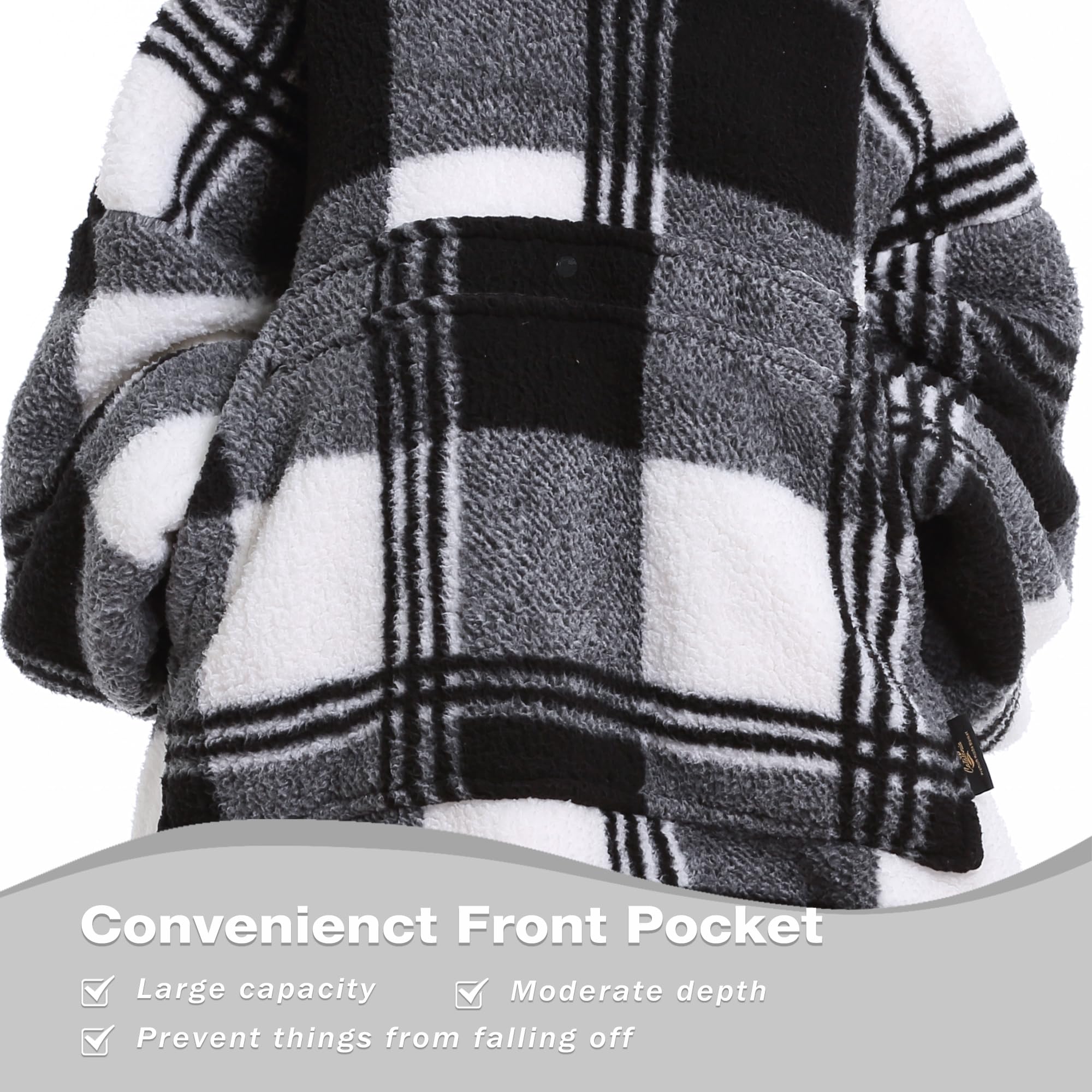 Catalonia Plaid Oversized Wearable Blanket Hoodie Sweatshirt, Comfortable Sherpa Lounging Pullover for Adults Men Women Wife Girlfriend, Gift for Her