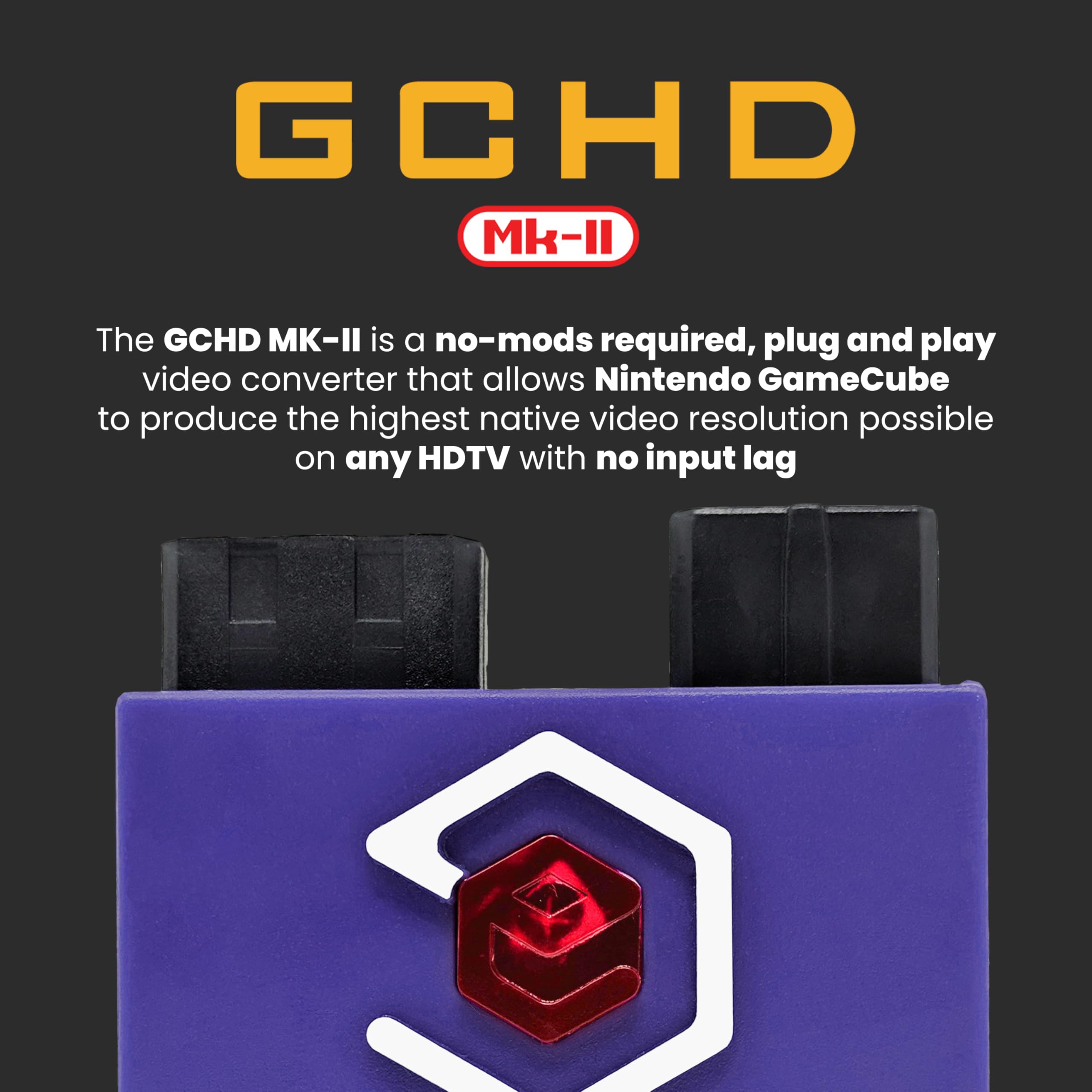 GCHD Mk-II | Gamecube HD Adapter for Nintendo Gamecube – HDMI Converter, Digital Audio, Plug & Play, Zero Lag, Video Enhancer (Indigo)