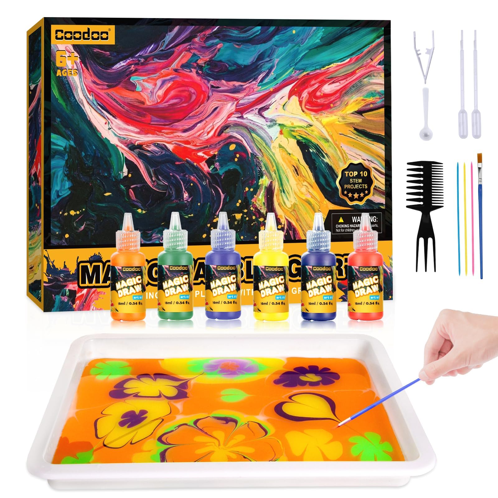 Water Marbling Paint for Kids - Arts and Crafts for Girls & Boys Crafts Kits Ideal Gifts for Kids Age 3-5 4-8 8-12