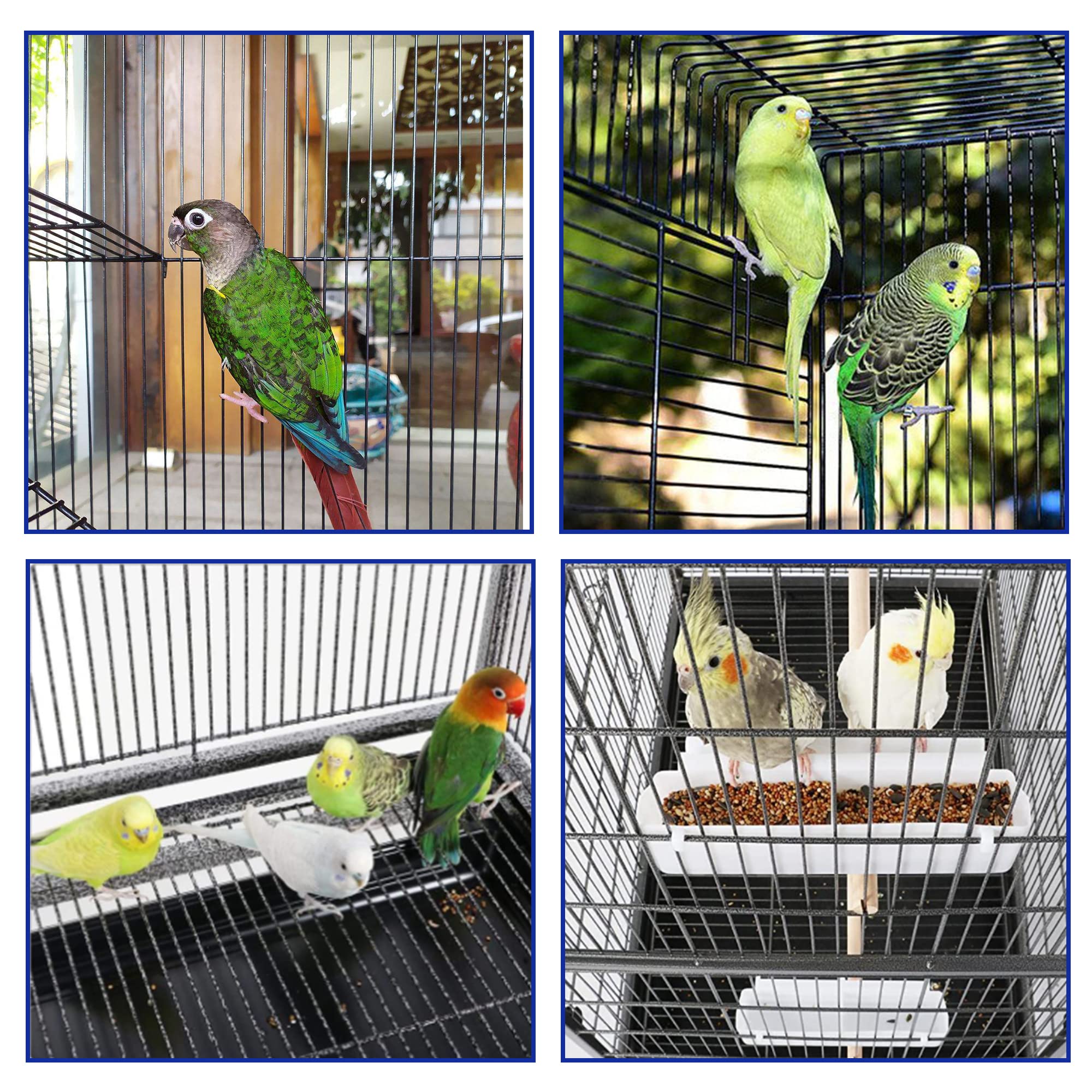 53-inch Bird Cage with Rolling Stand & Storage Shelf, Large Wrought Iron Parrot Cage for Cockatiel, Conure, Lovebird, Parakeets, Pet House with Bottom Tray Wire