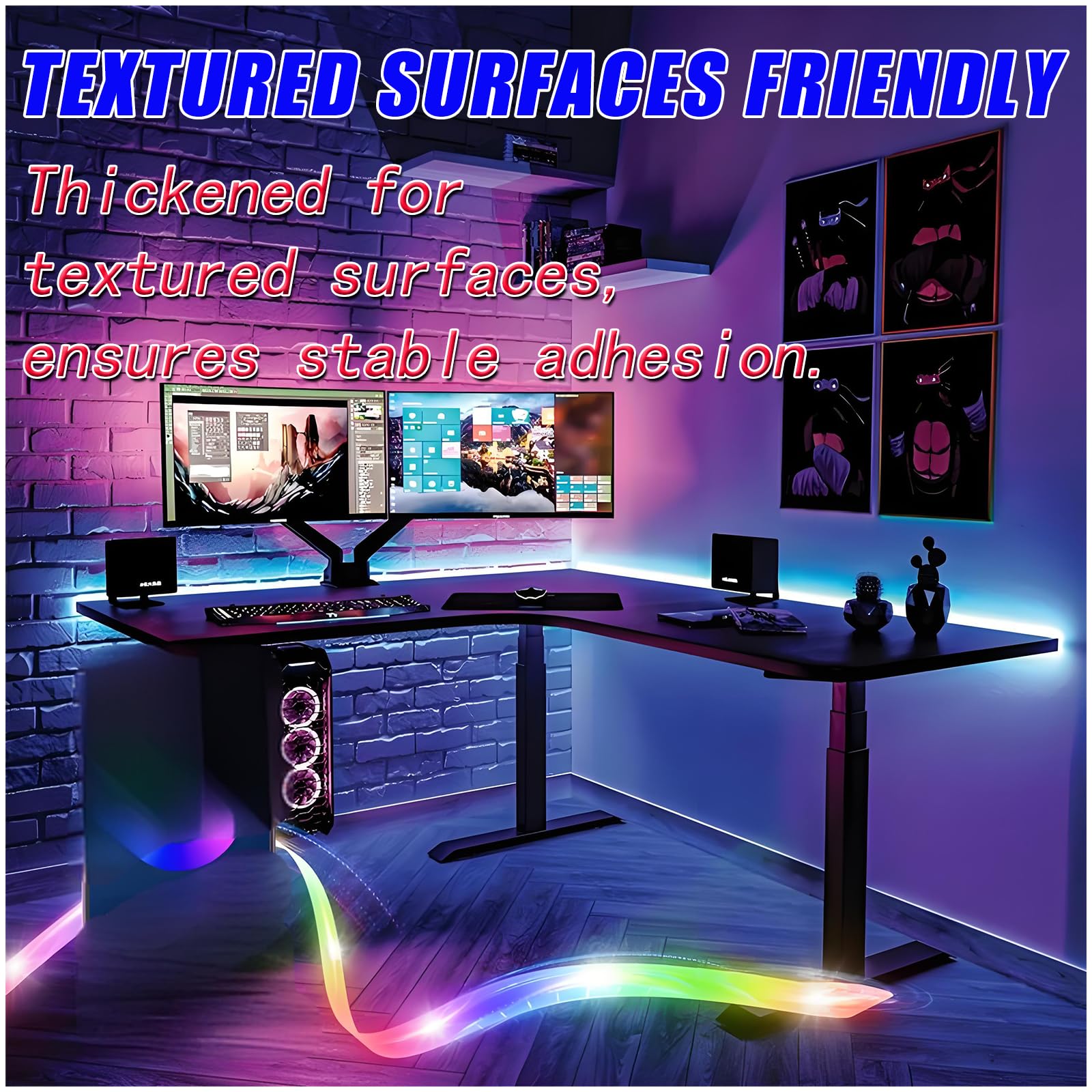 PHIXBEAR 0.2in Double Sided Tape Made of 3M, Double Sided Tape Heavy Duty, Thickening, No Damage, Textured Surfaces Friendly, for LED Strips, Car Decoration, Rain Visor, Spoiler, Walls, and Posters