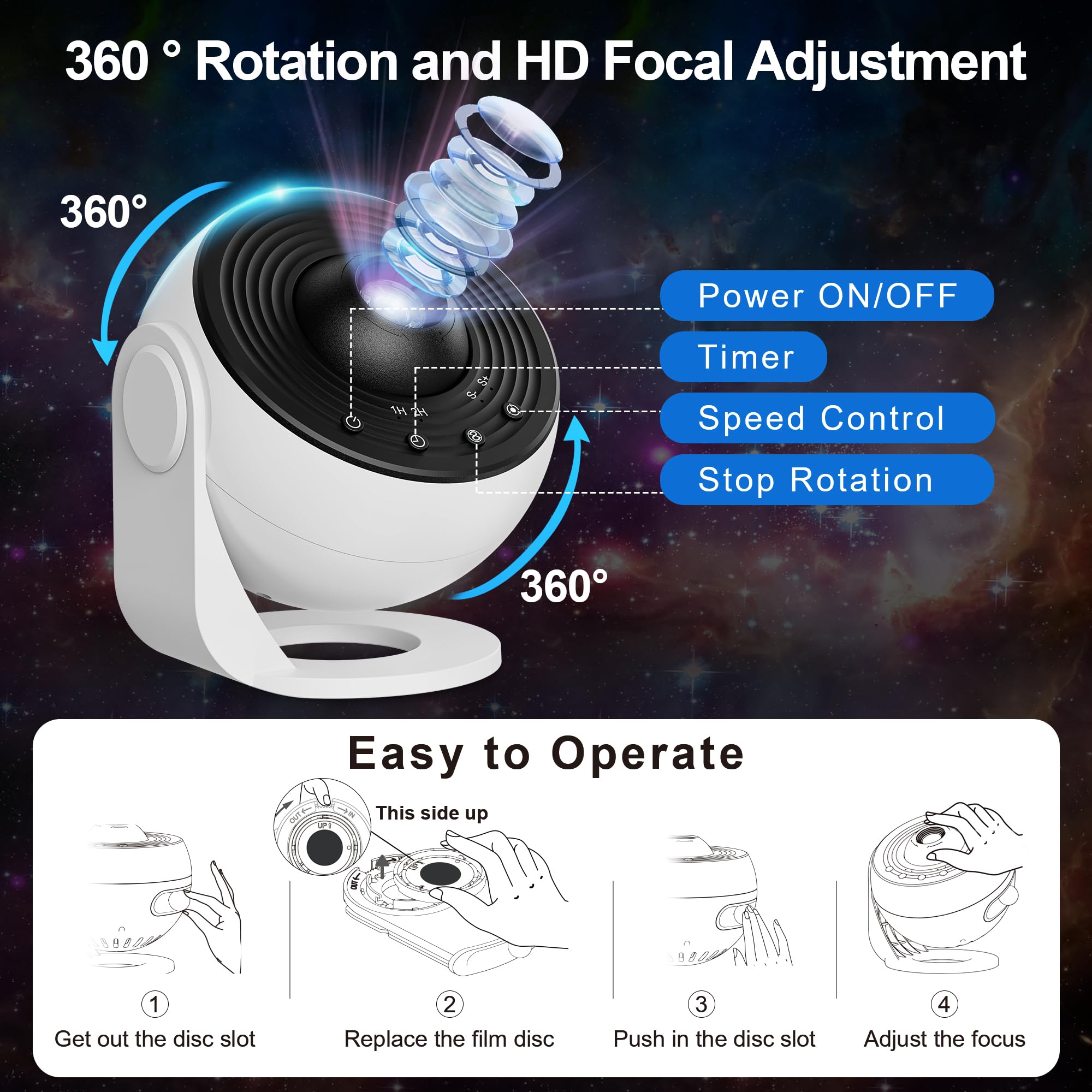 Planetarium Projector for Bedroom, 13 in 1 Star Projector Galaxy Light, Nebula Night Light Milky Way Projector with Timer, LED Space Galaxy Lamp Room Decor for Adults Kids - White