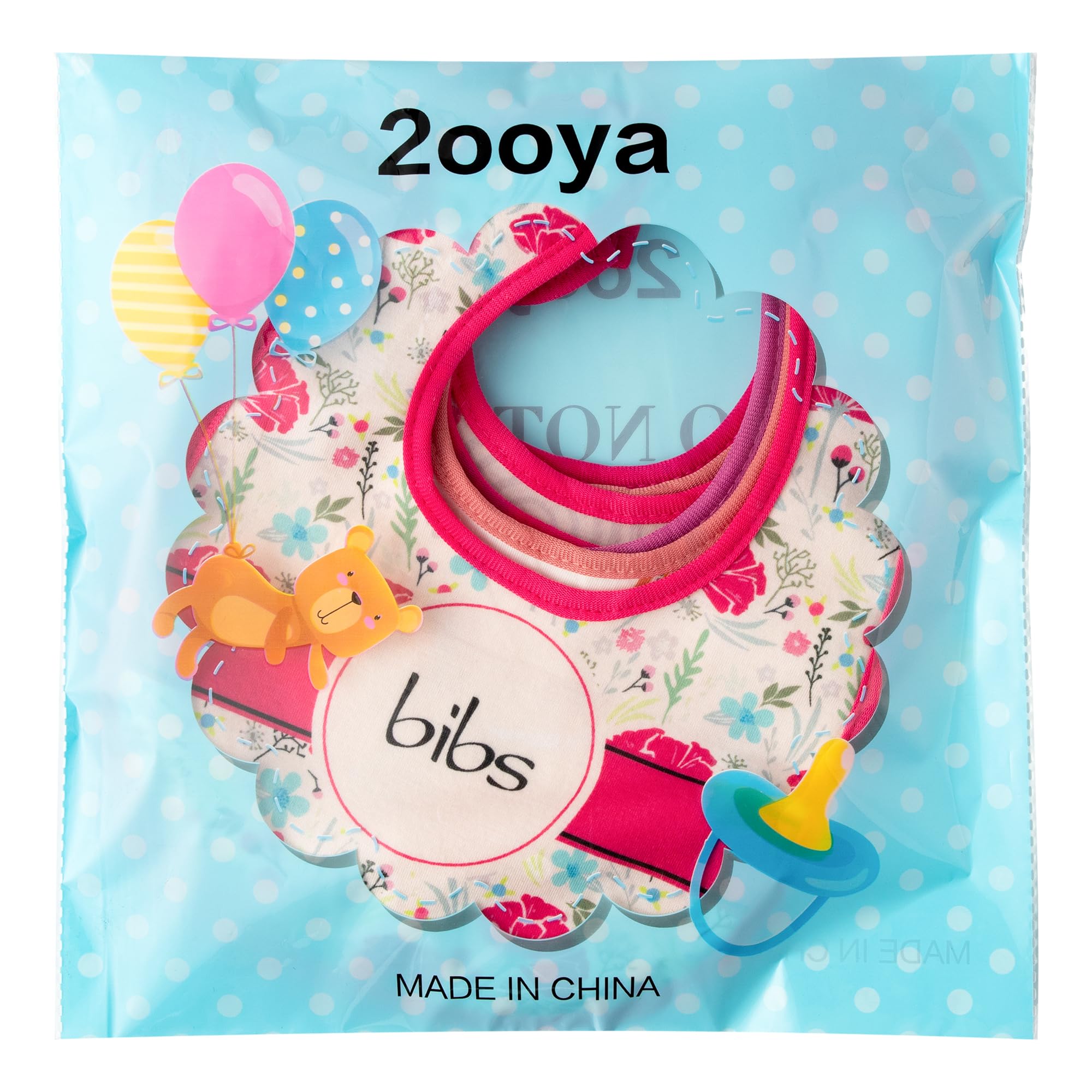 2ooya 7Pcs Cotton Waterproof Baby Bib Pink Unisex Boy Girl Baby Bibs with Snaps Newborn Baby Toddler Infant Food Bib Keepsake Baby Shower Party for Drooling Feeding Eating Teething, 6-12 Months