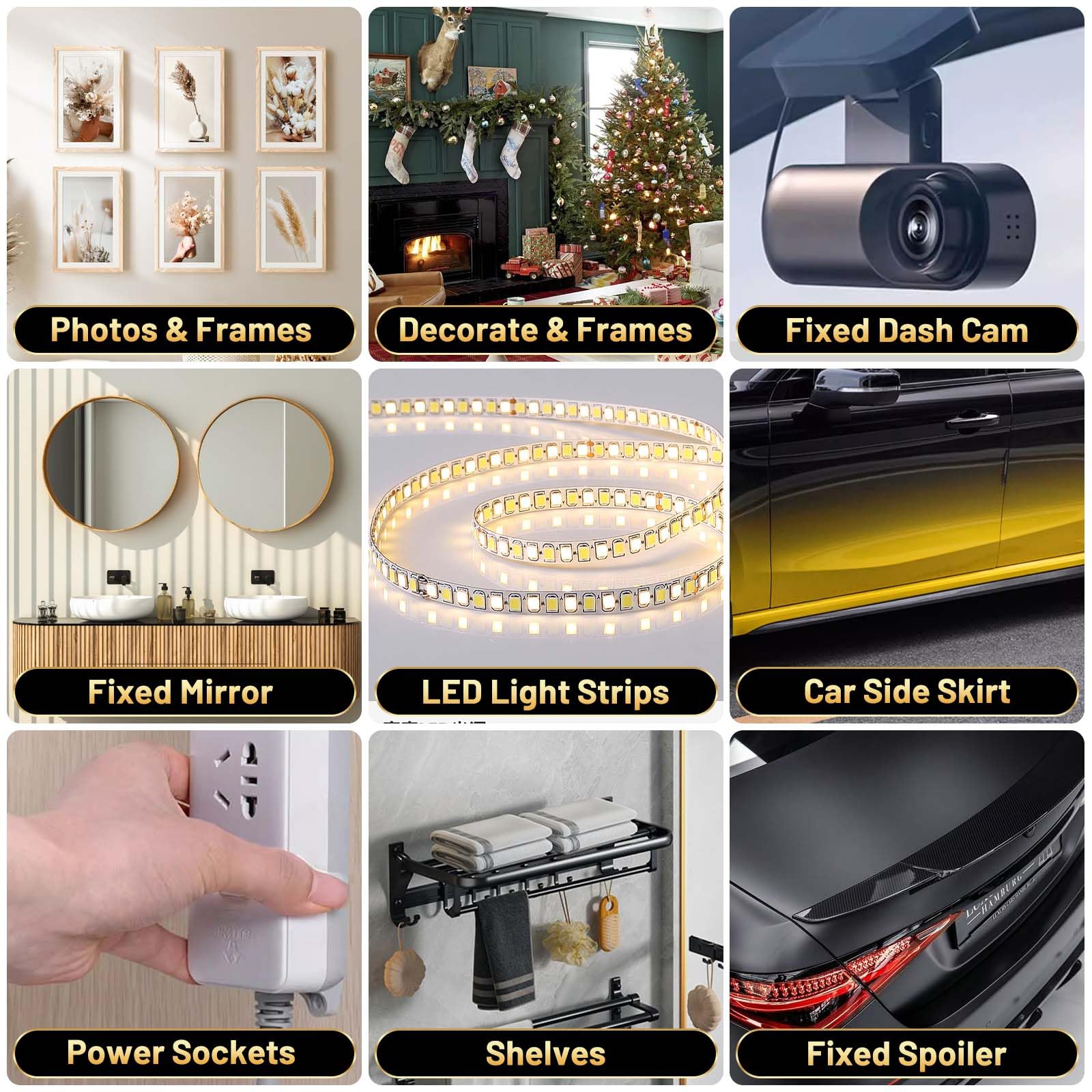 PHIXBEAR Pro+ Heat Resistant Heavy Duty Foam Tape, Super Strong Double Sided Mounting Tape for Indoor, Outdoor, Automotive, LED Strip, Weatherproof Removable No Residue 0.4" x 19.7 FT