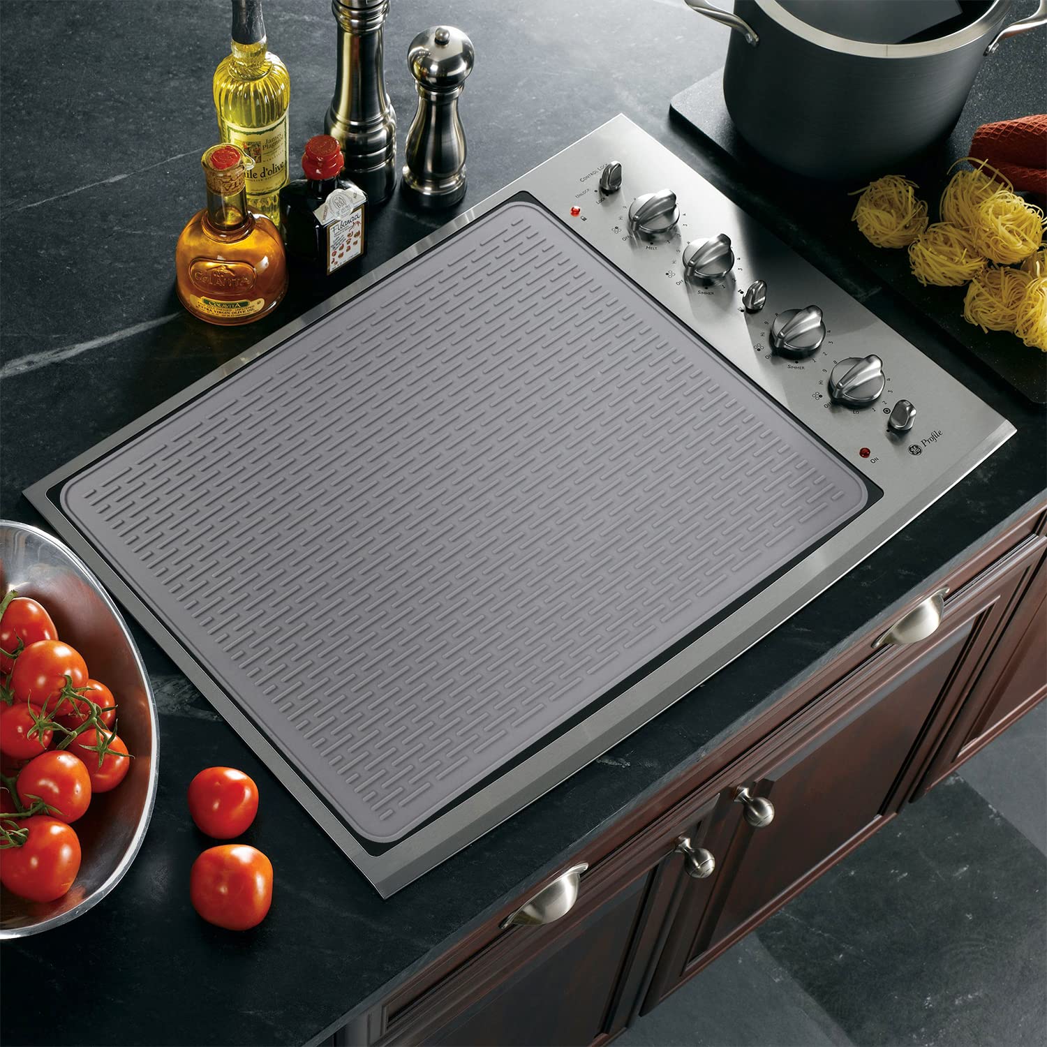 Stove Top Cover for Electric Stove - Silicone Stove Mat for Glass Top Stove, Glass Cooktop Protector, XL Dish Drying Mats For Kitchen, Range Covers for Electric Stove (Gray, 28 x 20)