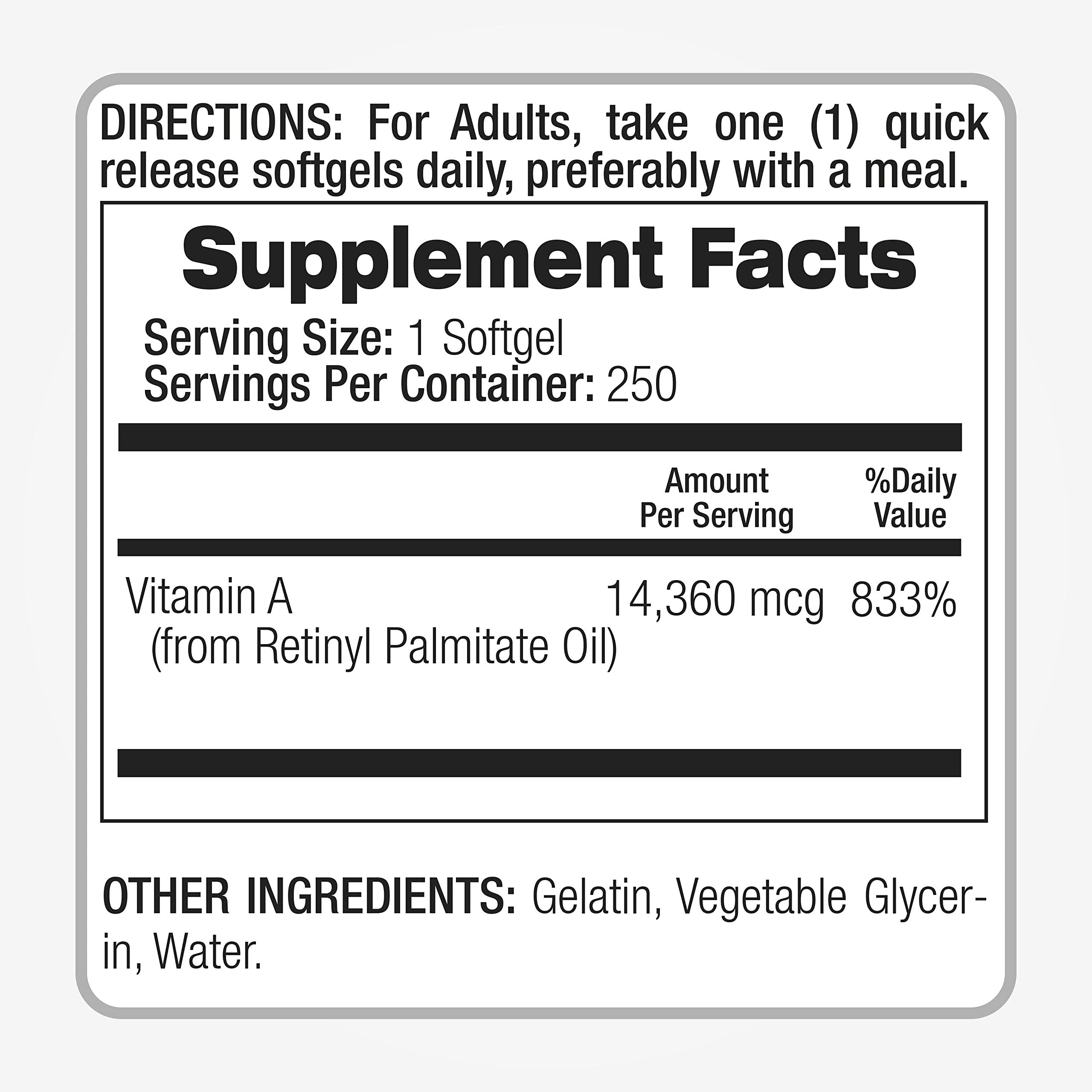 FITO MEDIC'S Lab - Vitamin a 25000 iu softgels - 250 Softgels- Ultra high Absorption, Healthy Skin & Eyes, Antioxidant Activity & Immune System Function.