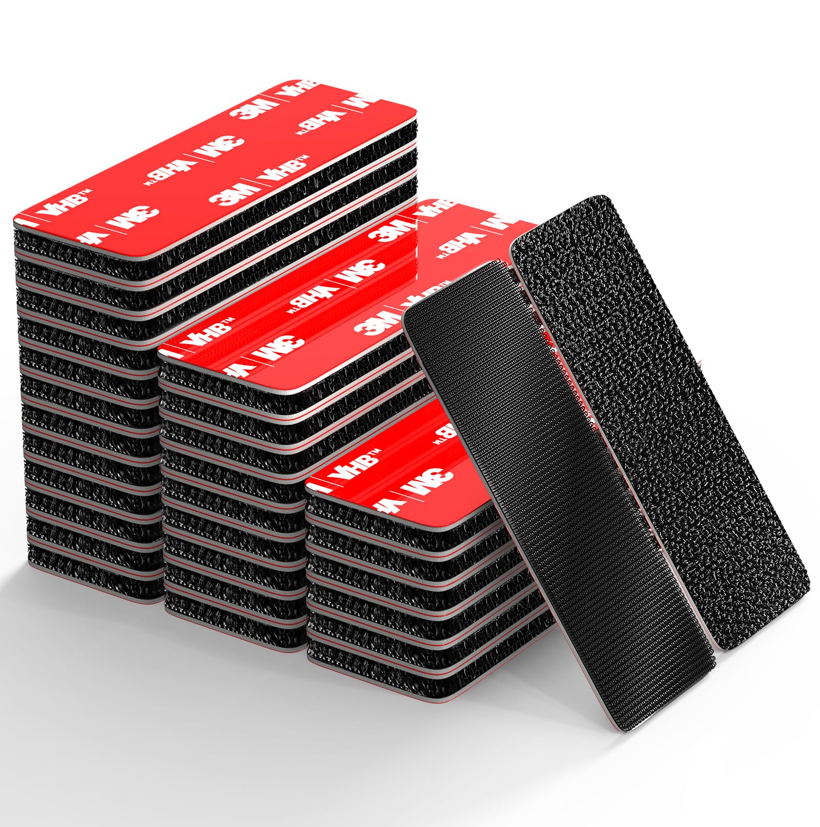 PHIXBEAR 24 Sets of Hook and Loop Tape Fasteners, Made of 3m Gpl060, No Residue, Heat and Cold Resistant, for Car Floor Mats, EZ Pass, Home, and Office, 1 X 2.75in