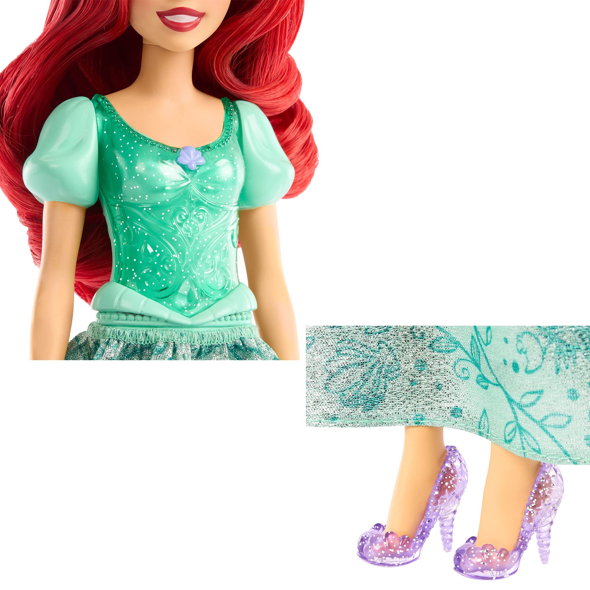 Mattel Disney Princess Toys, Ariel Fashion Doll, Sparkling Look with Red Hair, Blue Eyes & Tiara Accessory, Inspired by The Little Mermaid Movie