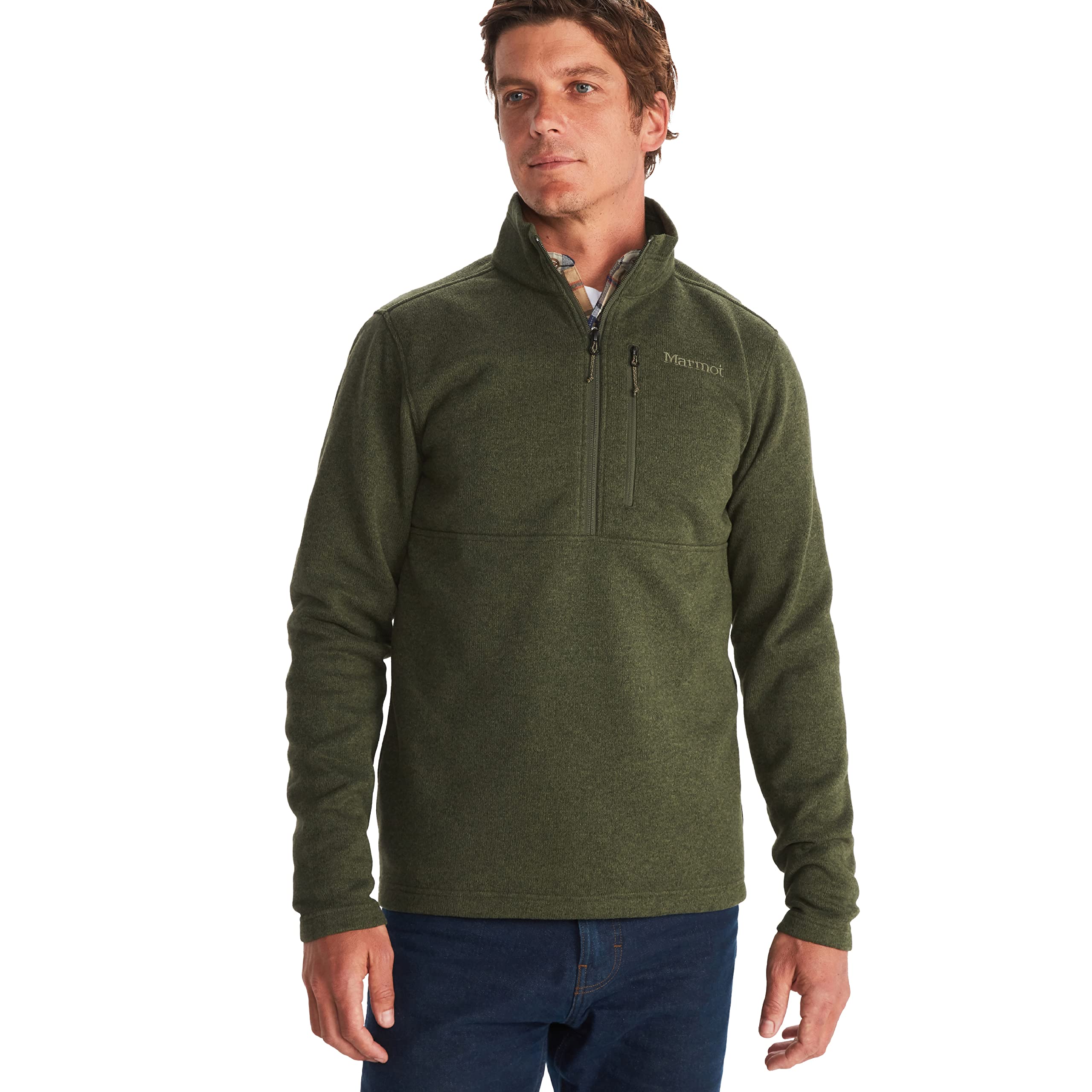 MARMOT Men's Drop Line 1/2 Zip Fleece Jacket, Nori, Large