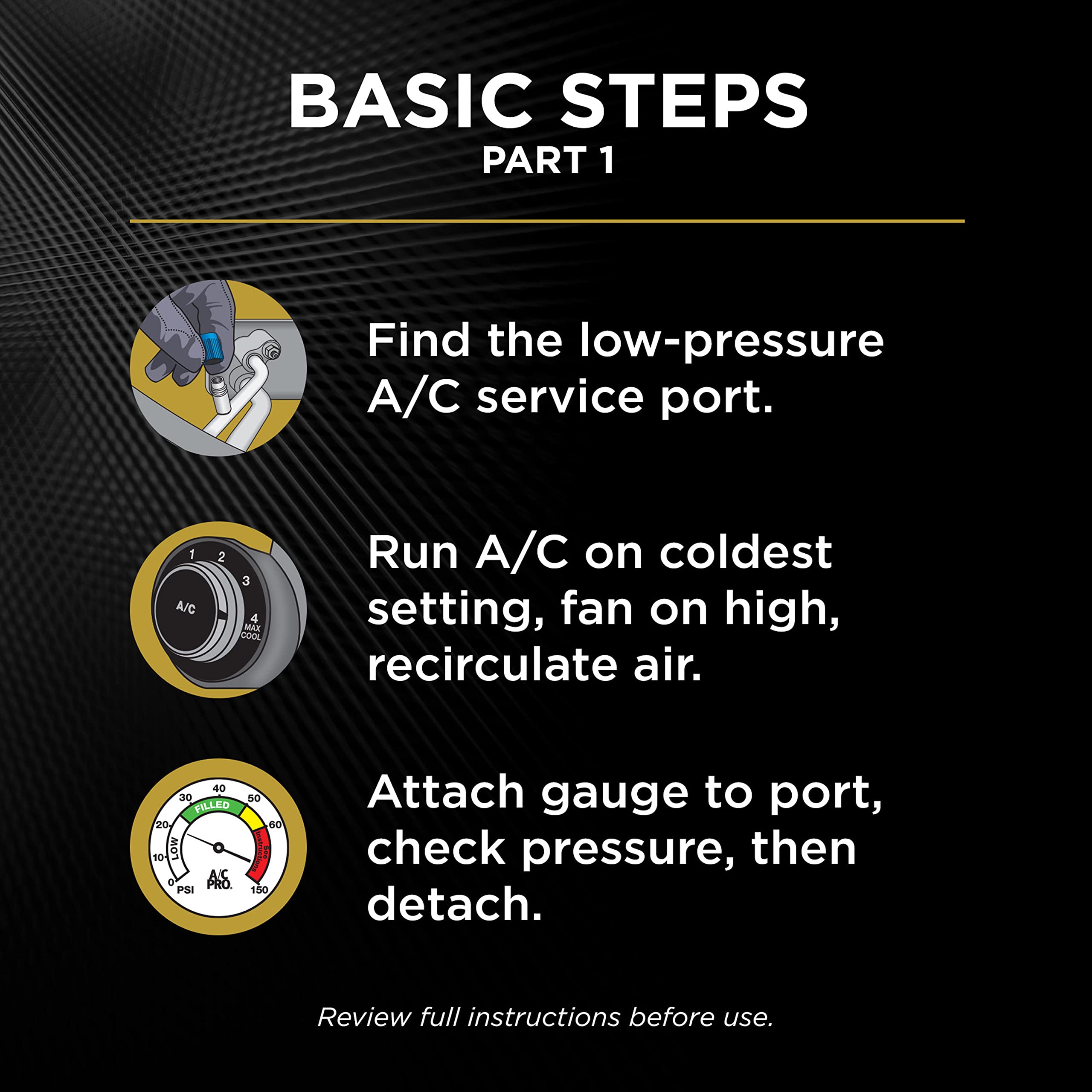 InterDynamics Car Air Conditiioner Gauge and Hose by InterDynamics, A/C Pro Air Conditioner Recharge Gauge and Hose Dispenser for Cars, Trucks, 24 In Hose