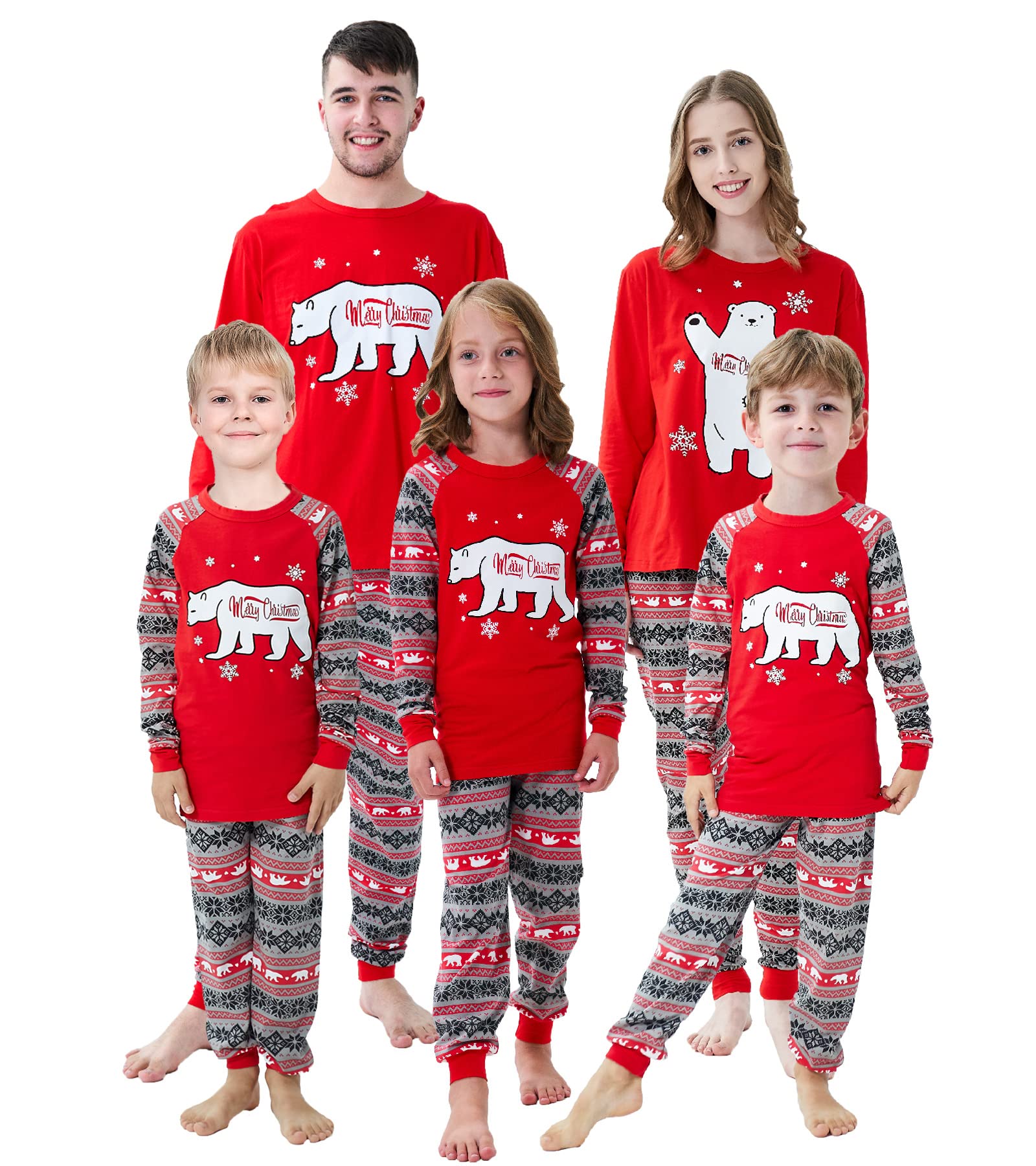 Demifill Family Matching Pajamas Christmas Bear Pajamas Holiday Sleepwear Sets Women Size S Red