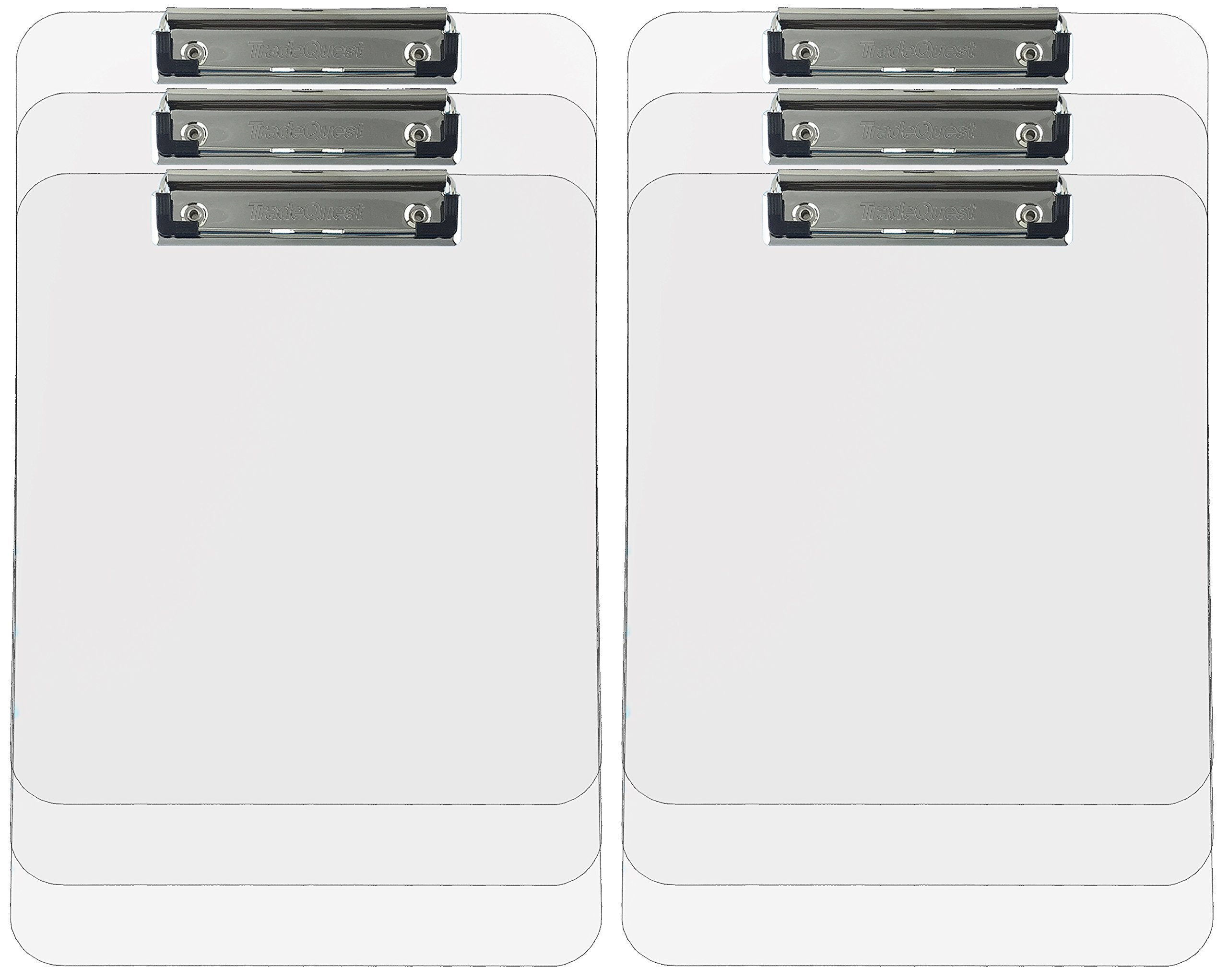 Trade Quest Plastic Clipboard Transparent Color Letter Size Low Profile Clip (Pack of 6) (Clear)