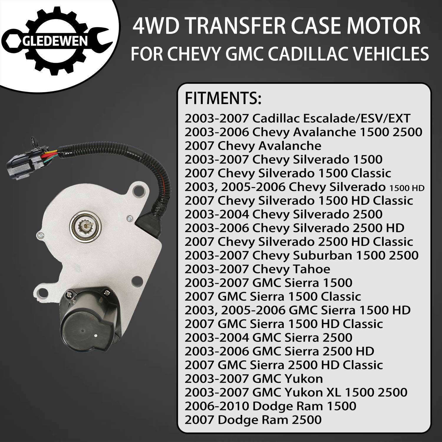 600-910 4WD Transfer Case Shift Encoder Motor | Replacement for 2003-2010 Chevy Silverado Suburban Tahoe GMC Sierra Yukon Cadillac Escalade | Replaces# 19125571, 19125640, 600-910