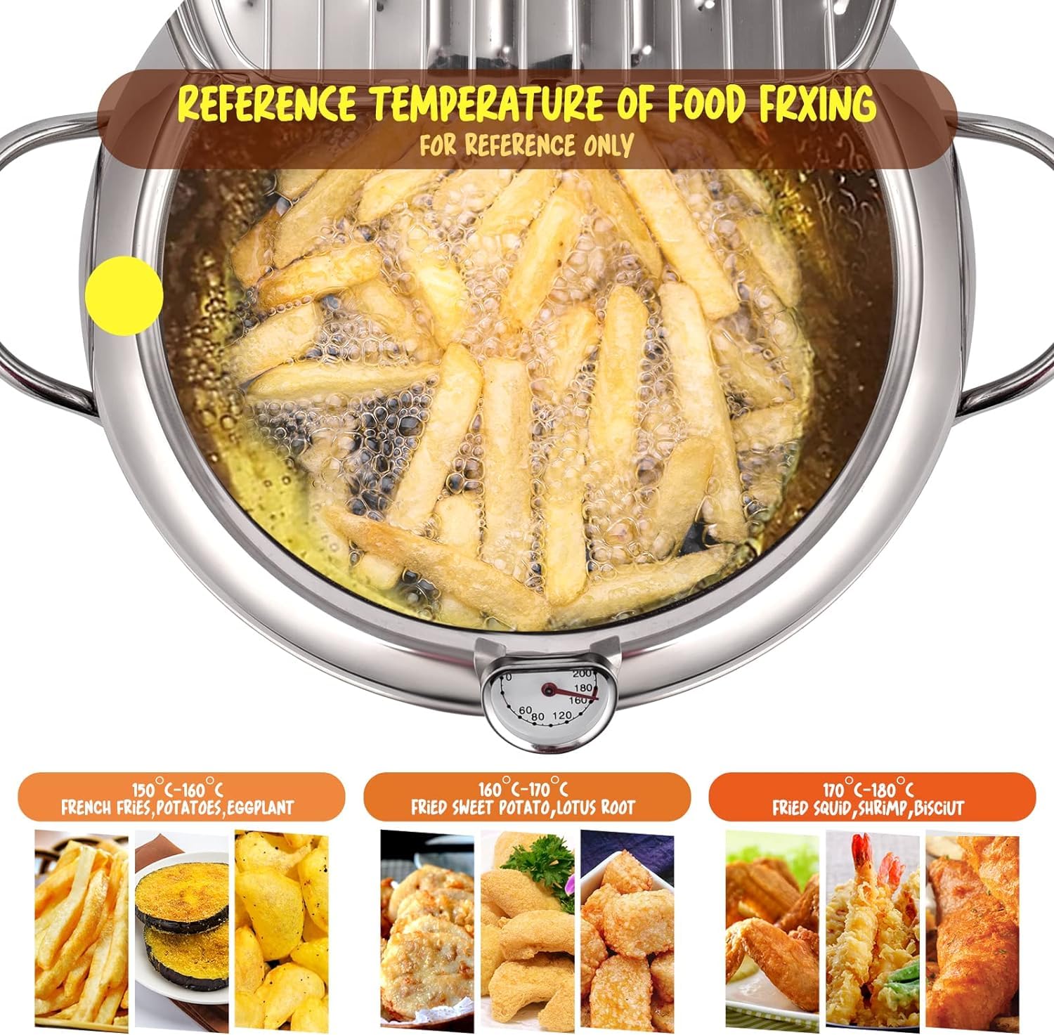 Deep Fryer Pot,Oxydrily Japanese Tempura Deep Fryer Stainless Steel Frying Pot With Thermometer