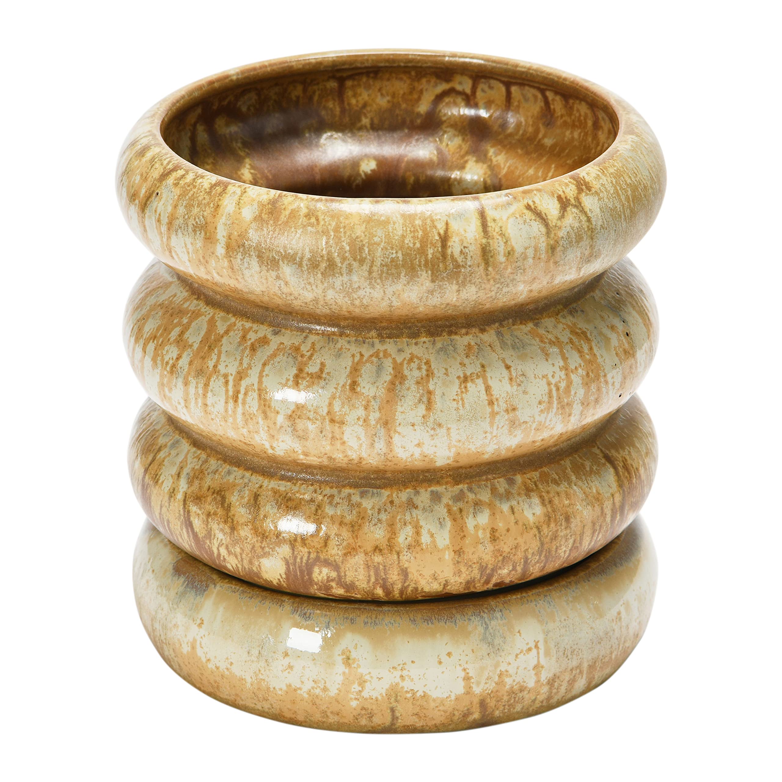 Creative Co-Op Stoneware Saucer Planter Pot, 5" L x 5" W x 5" H, Greige