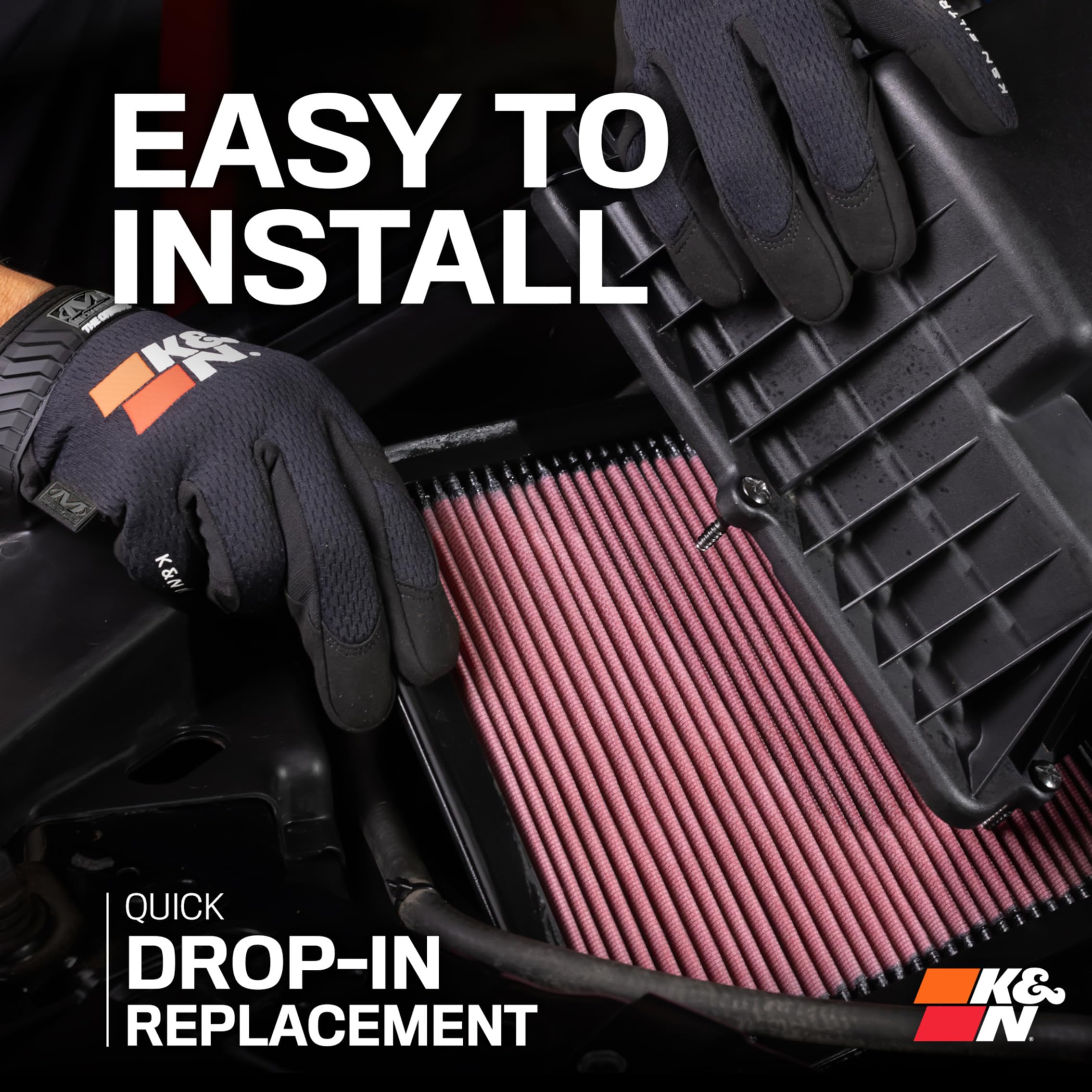 K&N Engine Air Filter: Reusable, Clean Every 75,000 Miles, Washable, Premium, Replacement Car Air Filter: Compatible with 2014-2019 Honda (Civic L4 1.5L), 33-5044