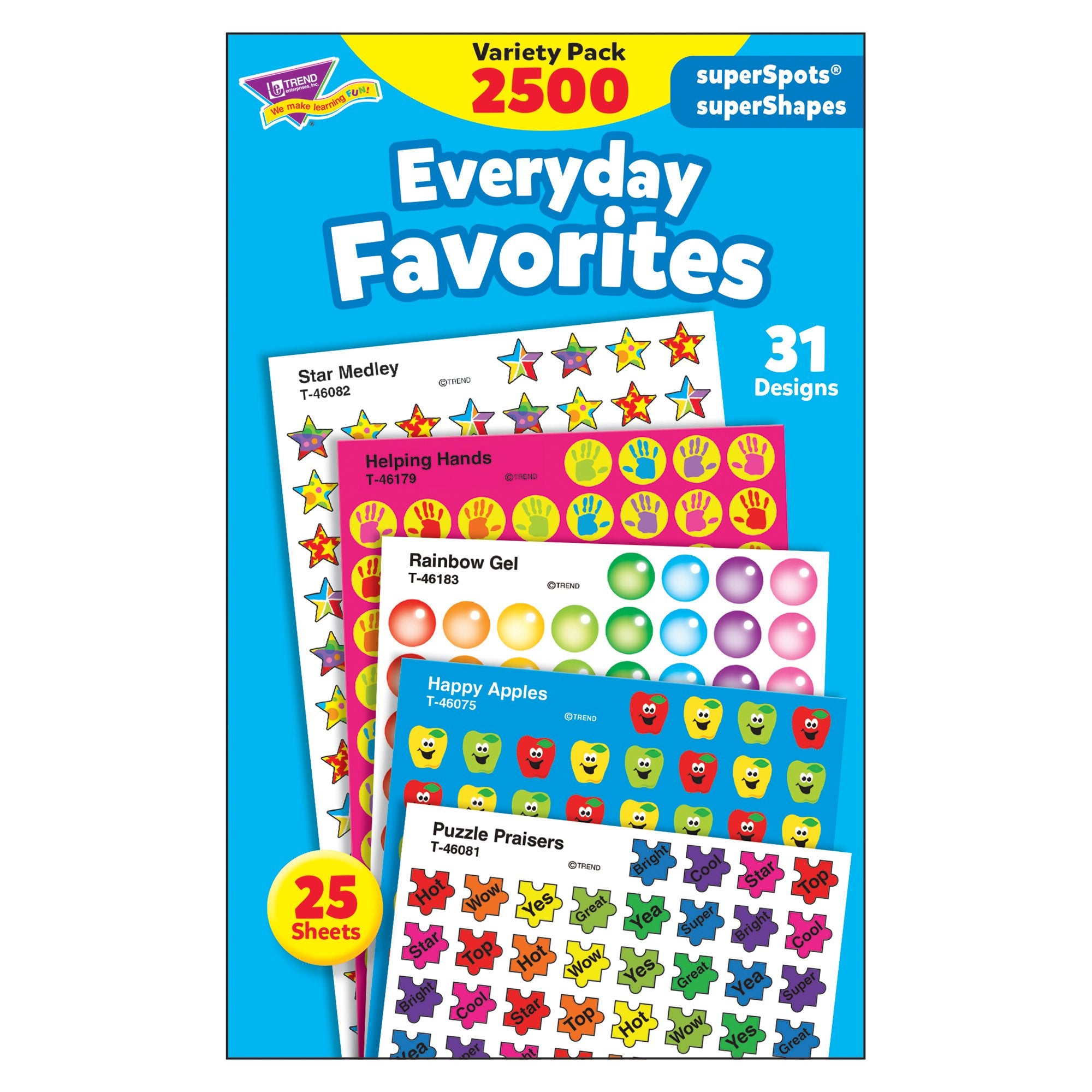 TREND enterprises, Inc. Everyday Favorites superSpots/superShapes VarPk, 2500 ct