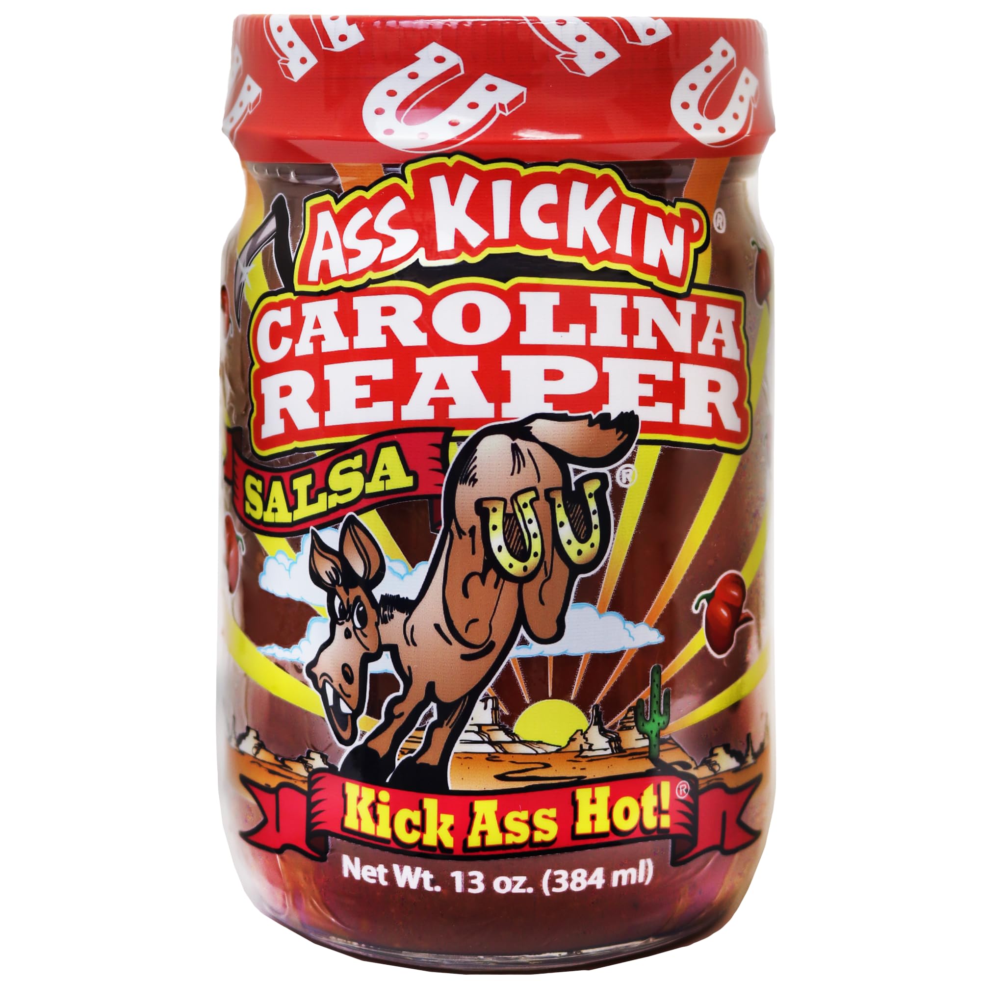 KICKIN' Carolina Reaper Hot Spicy Salsa - 13 oz. - Premium Gourmet Spicy Hot Carolina Reaper Salsa for Tortilla Chips, Veggies, and Breakfast Burritos – Warning - Try if you Dare!