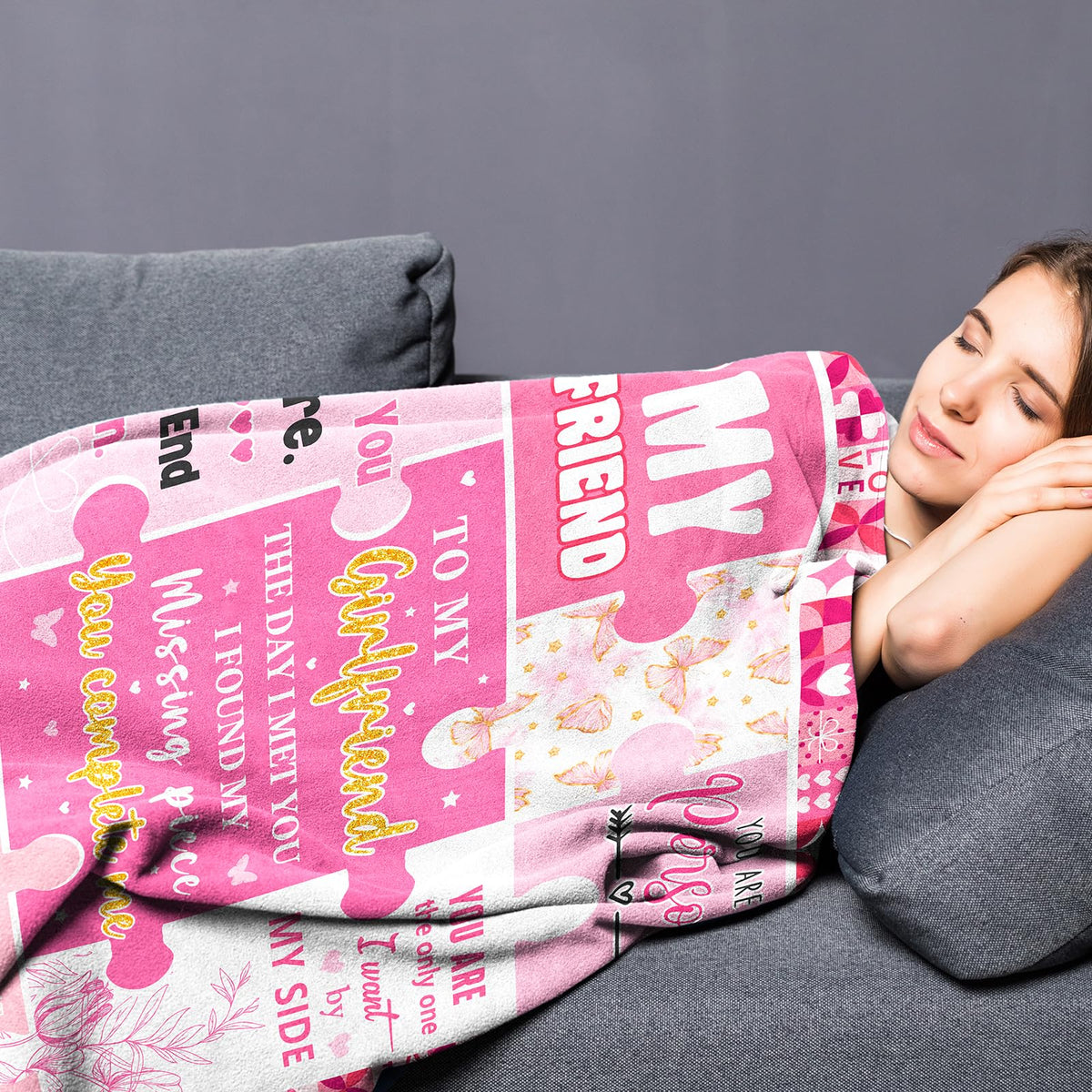 Gifts for Girlfriend Blanket - Cute Birthday Gifts for Girlfriend - Valentines Day Girlfriend Gifts from Boyfriend - Girlfriend Gifts for Her Anniversary Christmas - Mothers Day Girlfriend Gifts Idea