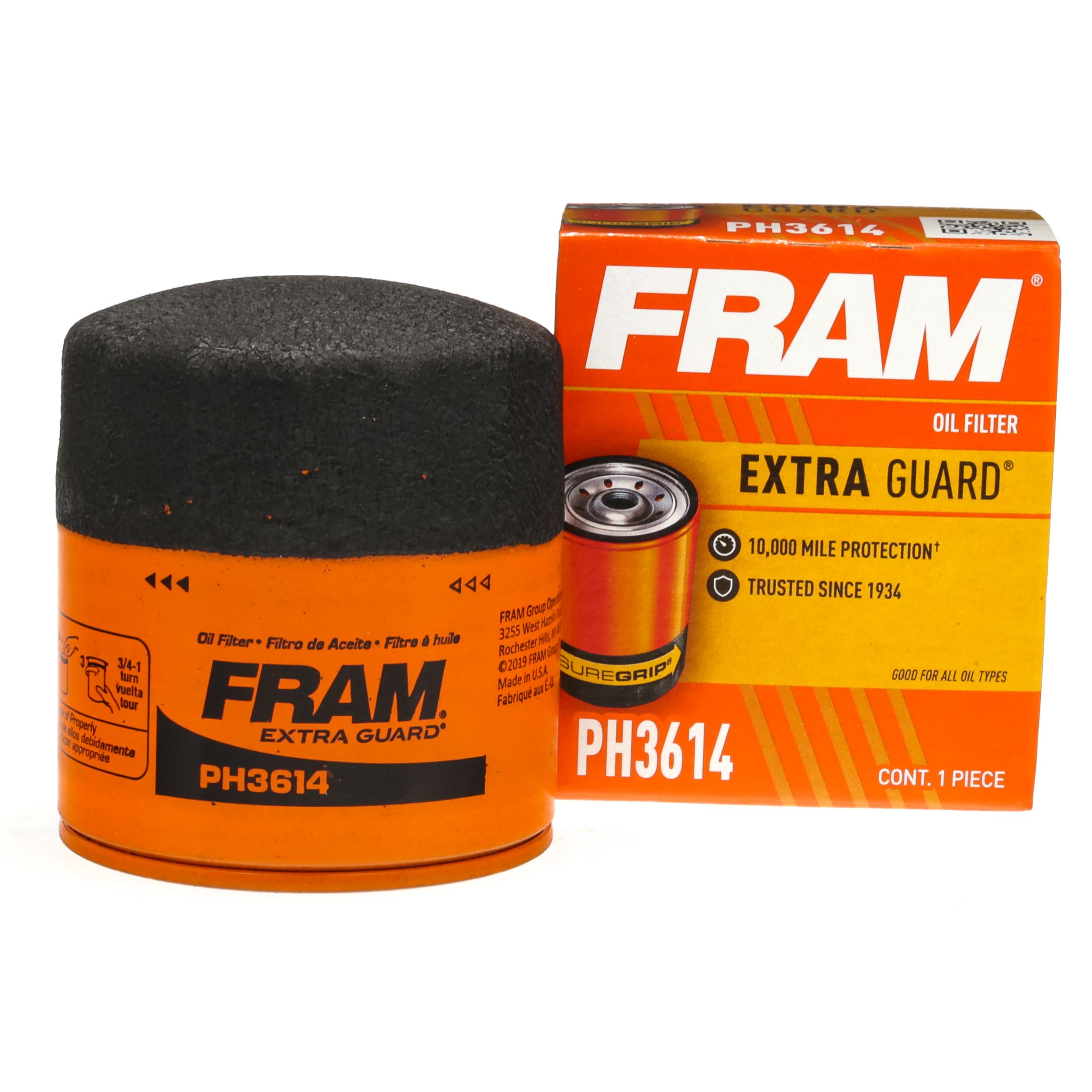 FRAM Extra Guard PH3614, 10K Mile Change Interval Spin-On Oil Filter