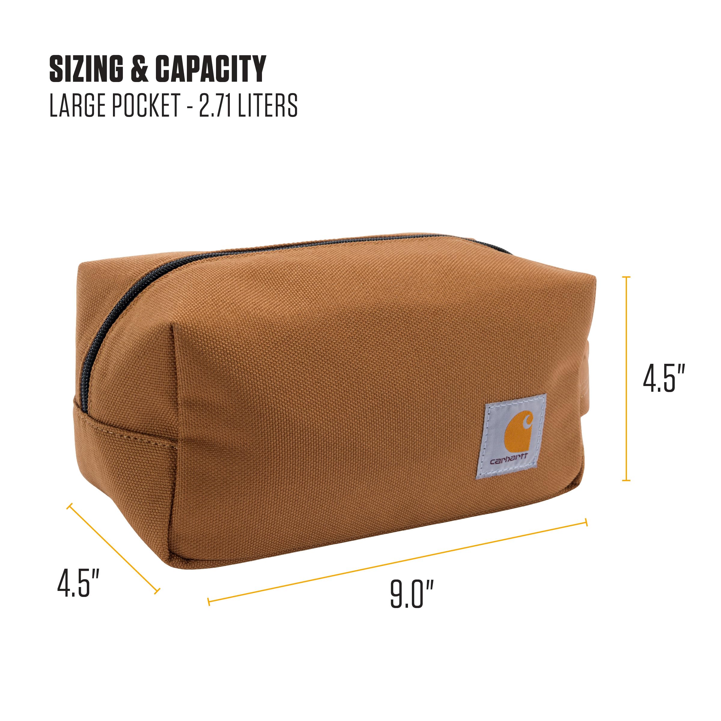 Carhartt Durable Organizer, Pack Essentials W/The PFAS Free Toiletry Bag W/Water Resistance, Travel Kit Brown, One Size