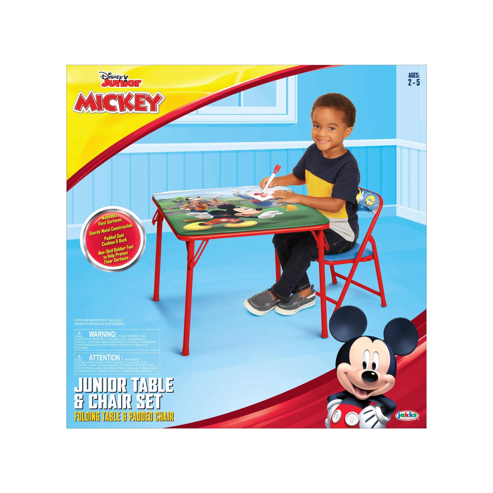 Mickey Mouse Table & Chair Set for Toddlers 24-48M, Includes 1 Table & 1 Chair [Amazon Exclusive] Table: 20"L x 20"W x 16.4"H, Chair: 12"L x 11.6"W x 17"H - Weight Limit: 70 lbs
