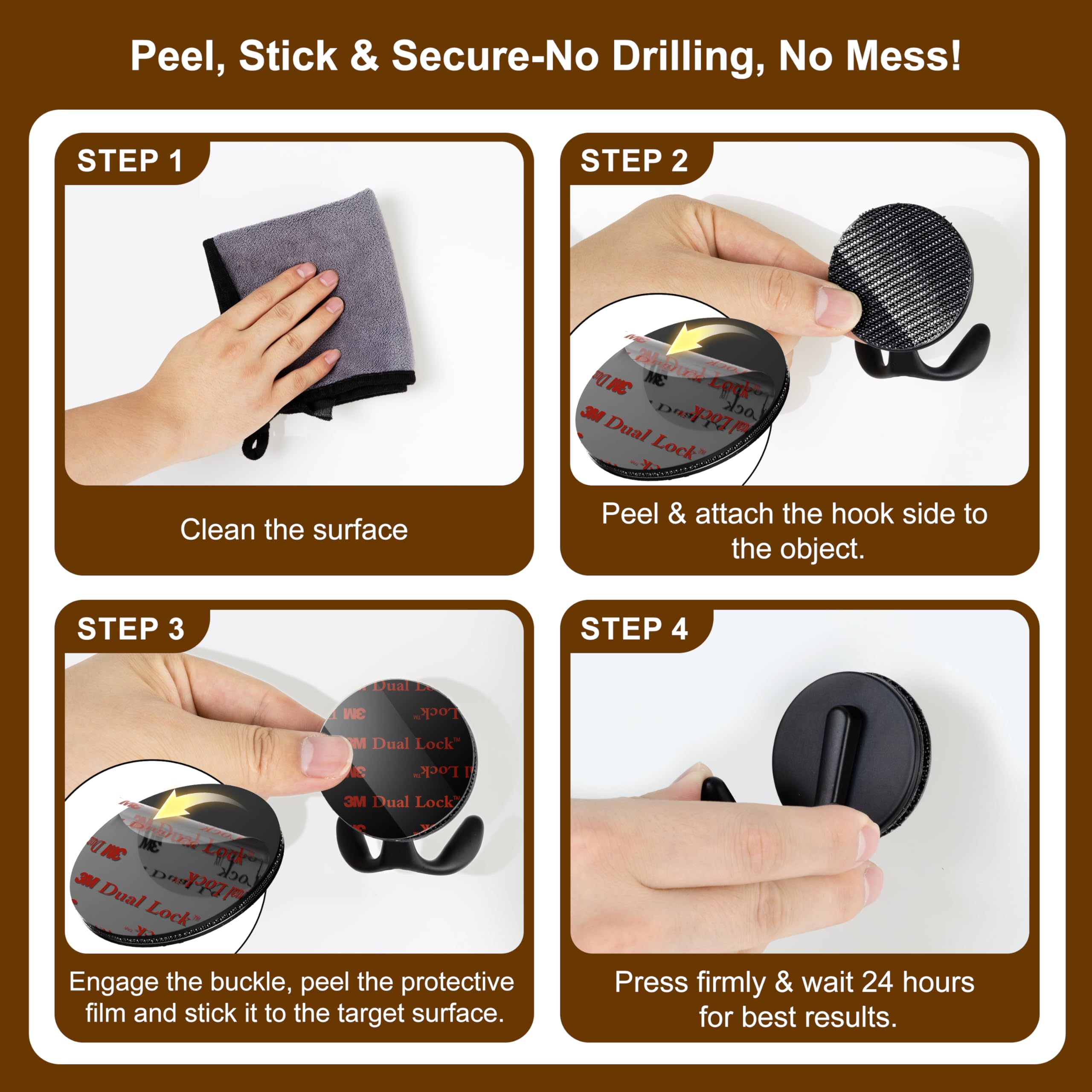 PHIXBEAR 2in Dual Lock Fastener Made of 3M SJ3551CF, 8 PCS Reclosable Interlocking Tape Heavy Duty, EZ Pass Holder Adhesive Hook Lock Sticky Back Mushroom Mounting Tape for Indoor & Outdoor