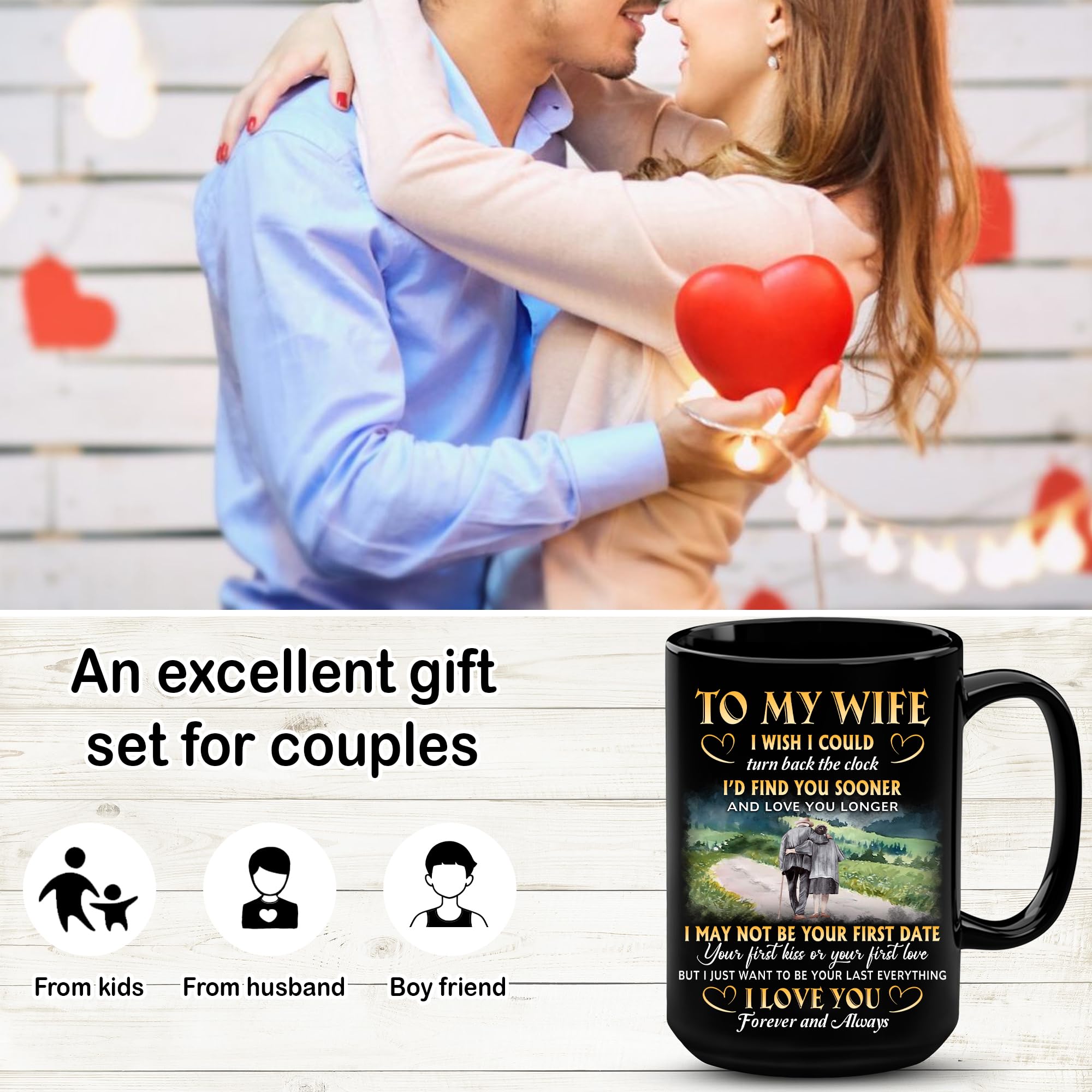 VUNVUT86 Christmas Gift For Wife - Wife Gifts - Valentine Day Gifts For Wife - To My Wife Mug 15OZ - Mothers Day, Anniversary, Birthday Gifts For Wifey, Bride, Fiancee, Mom, Mrs, Her, Women