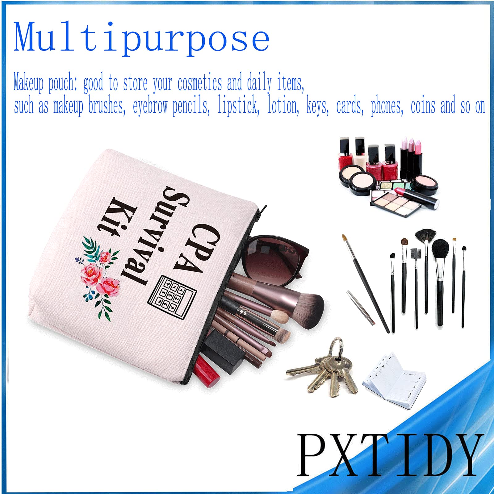 PXTIDY CPA Survival Kit CPA Gift CPA Cosmetic Bag Calculator Accounting Gift Idea Makeup Zipper Pouch Graduation Gift for Certified Public Accountant