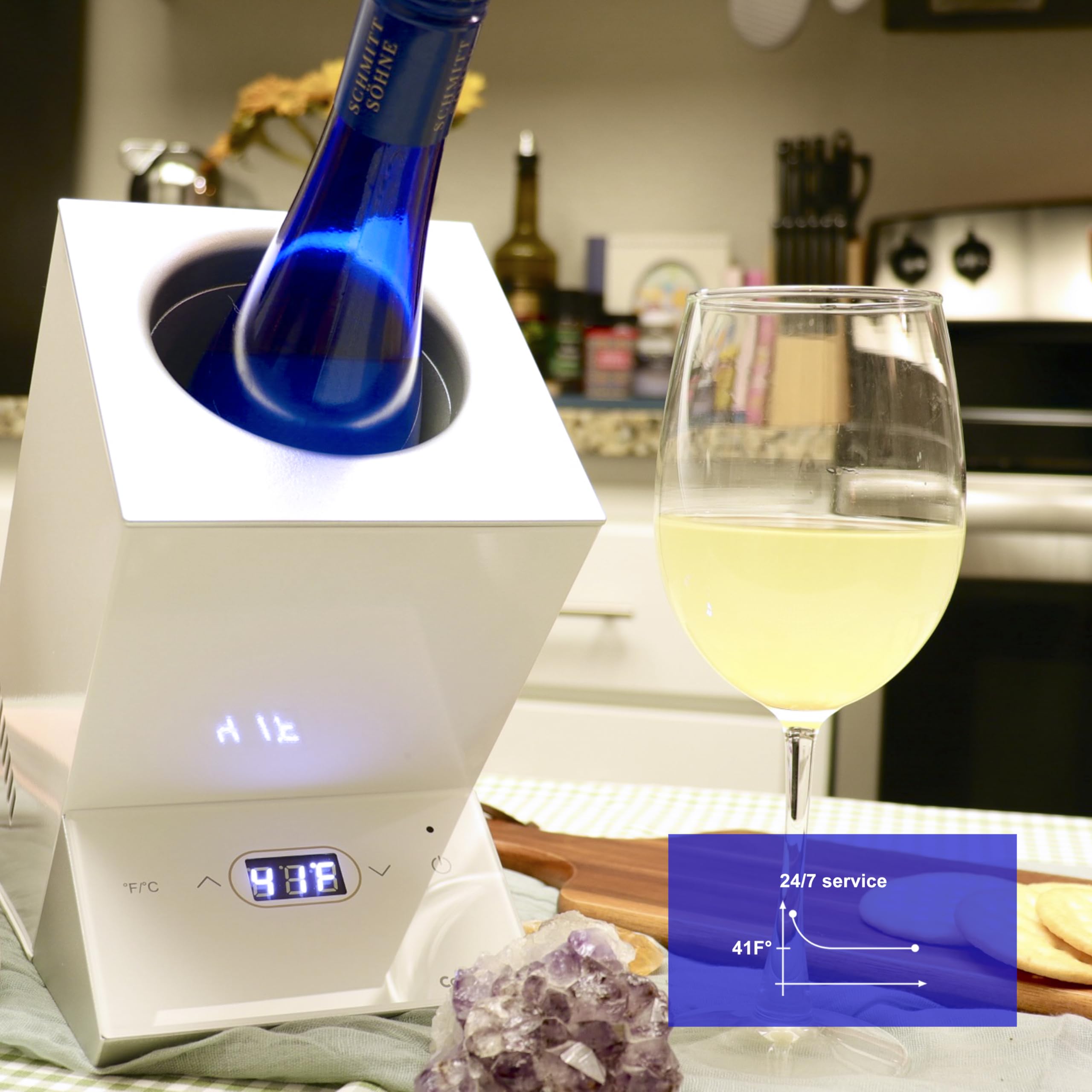 Cobalance Wine Chiller Electric, Wine Chillers Bucket for Red & White Wine or Some 750ml Champagne,Single Bottle Wine Cooler on Patio,Portable Iceless Chiller for Club Idea Party,Wine Lover Gift Set