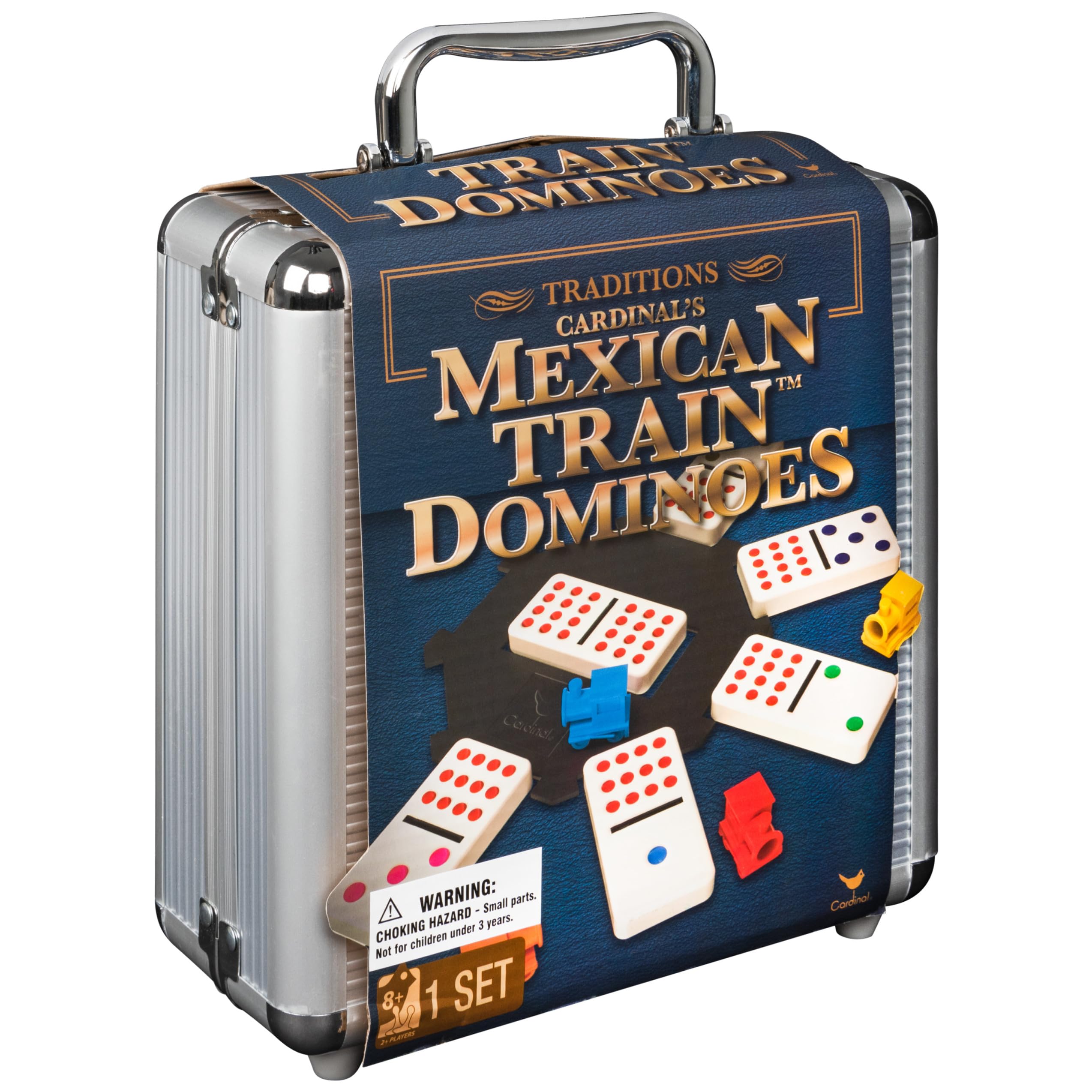 Spin Master Games, Mexican Train Dominoes Set Tile Board Game in Aluminum Carry Case Games for Family Game Night, Gifts for Teens, for Ages 8+