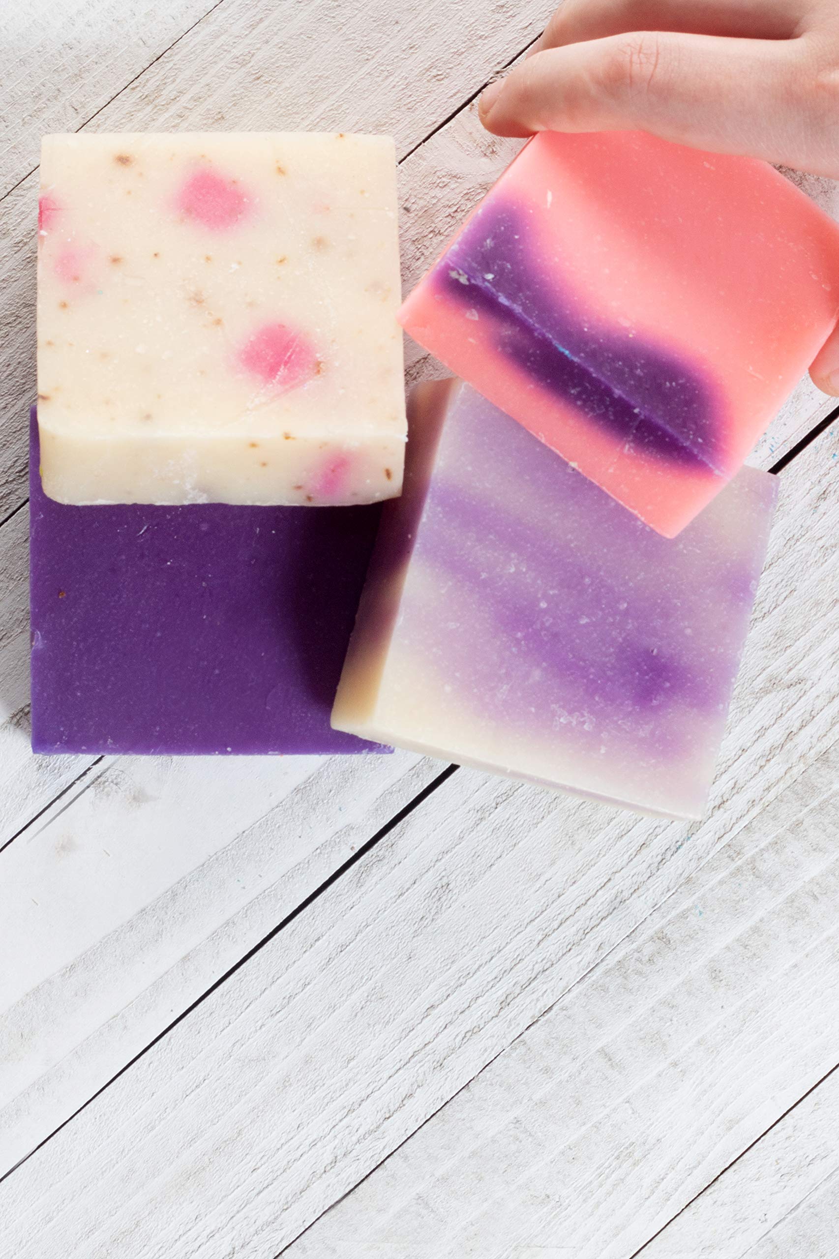 360Feel Floral 4 large Soap bar - Flower scents Lavender, Lilac, Hydrangea - Anniversary Wedding Gift Set - Handmade Natural Organic with Essential Oil, Pink, 5 Ounce (Pack of 4)