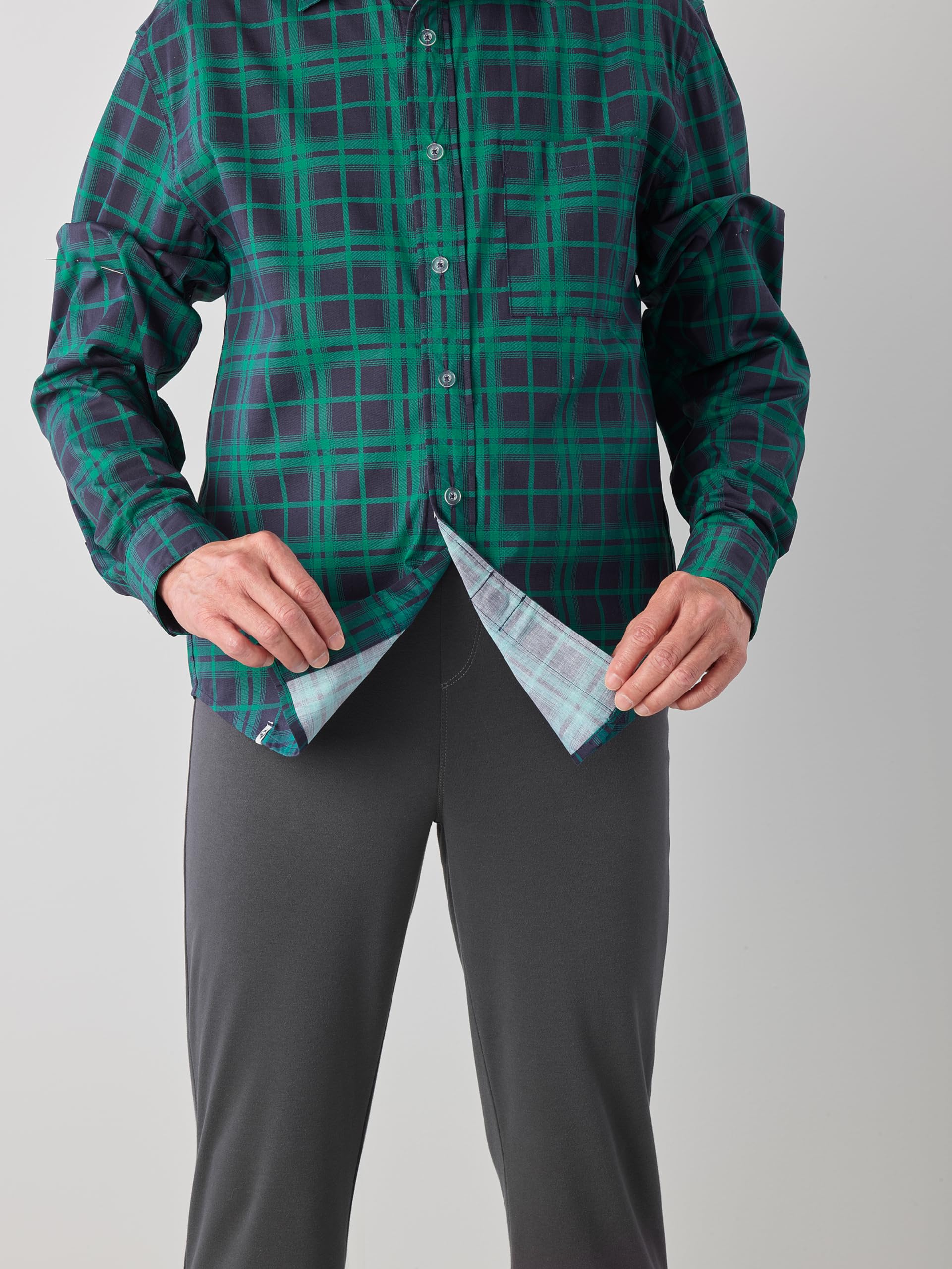 Men’s Self Dressing Magnetic Buttons Adaptive Plaid Dress Shirt - Lakeside Plaid 2XL