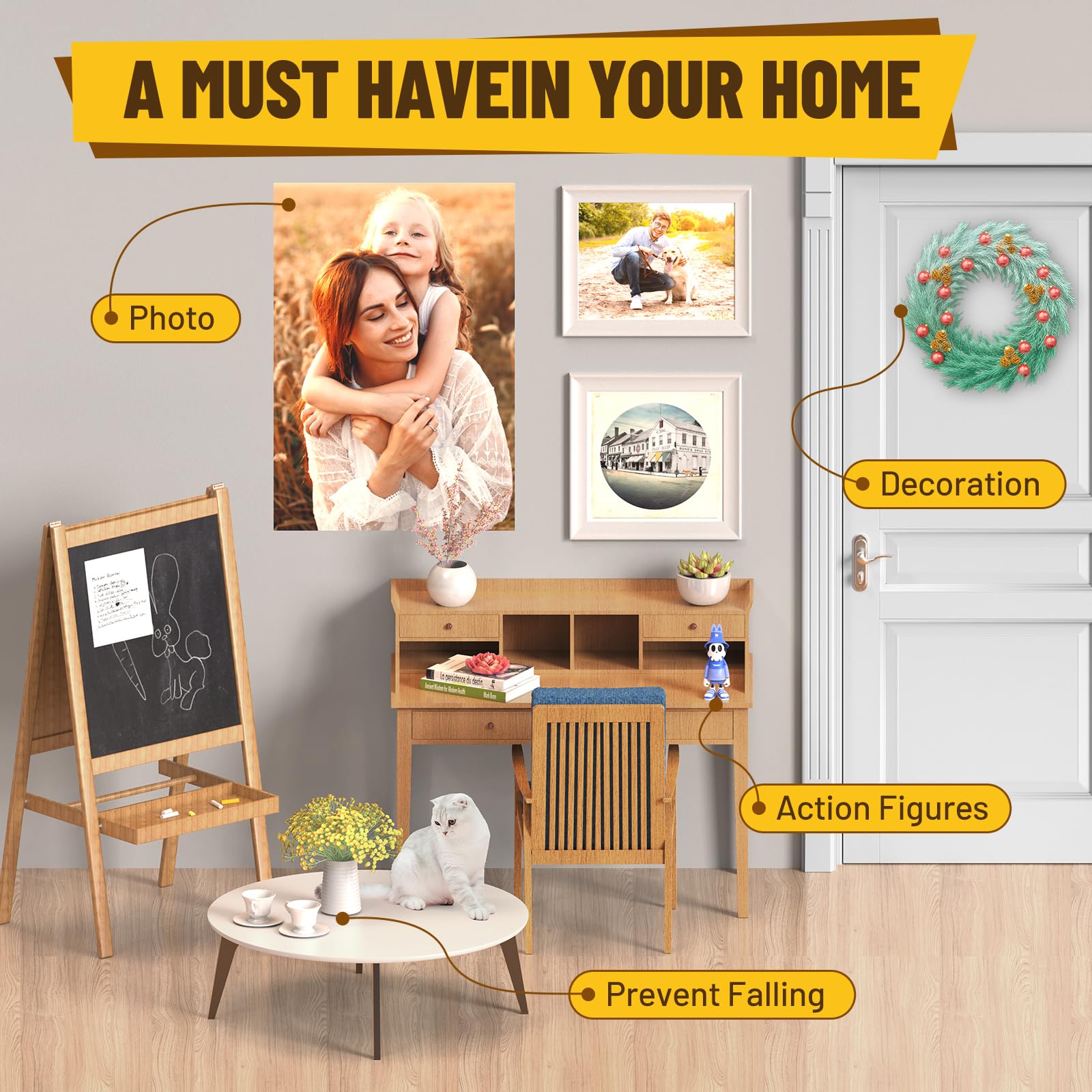 PHIXBEAR 180 Pcs Removable Mounting Putty, Strong Double Sided Glue Adhesive Dots Clear Museum Sticky Tack for Action Figures Wall Hanging No Residue, 3/8"