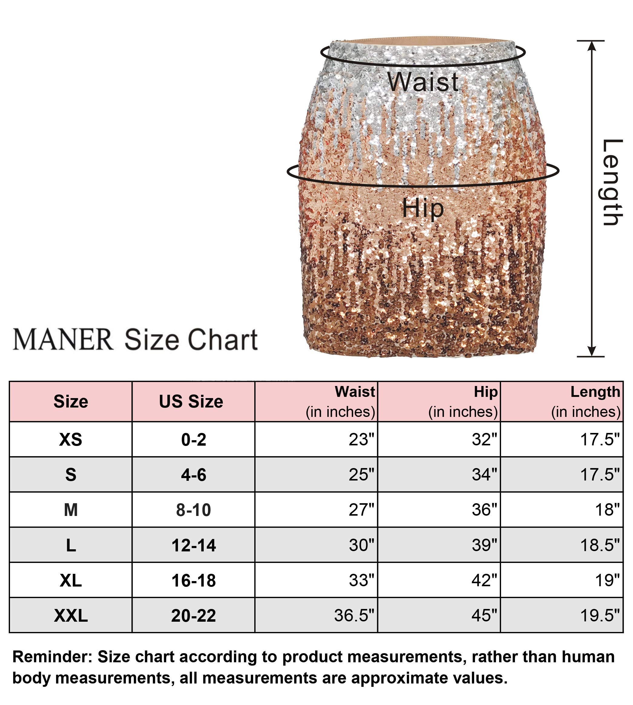 MANER Women's Sequin Skirt Sparkle Stretchy Bodycon Mini Skirts Night Out Party (M/US 8-10, Black)