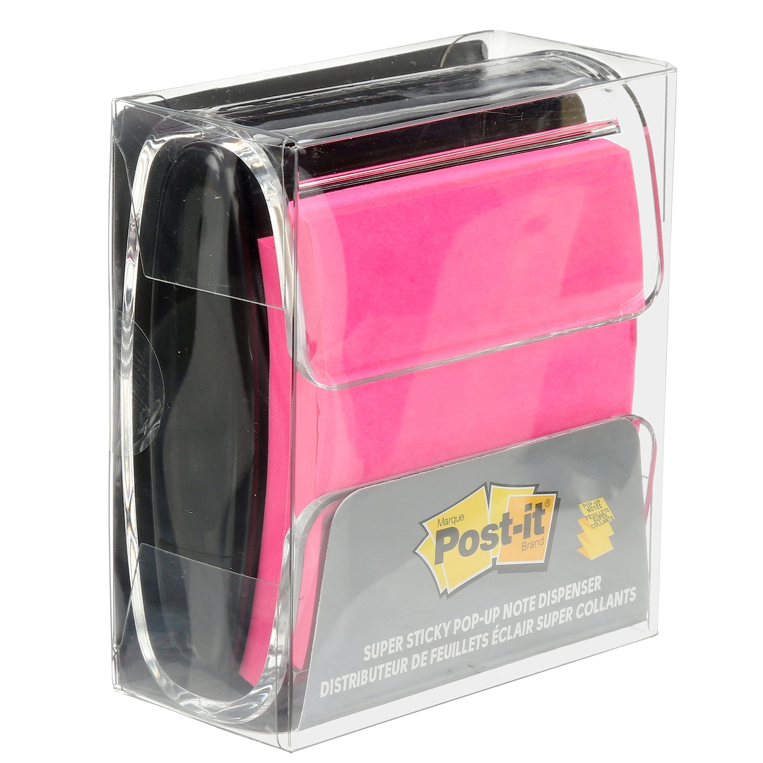 Post-It Pop-up Notes Dispenser, 3x3 in, Black Base Clear Top, Pack includes a 45-Sheet Pad (WD-330-BK) (Pack of 6)