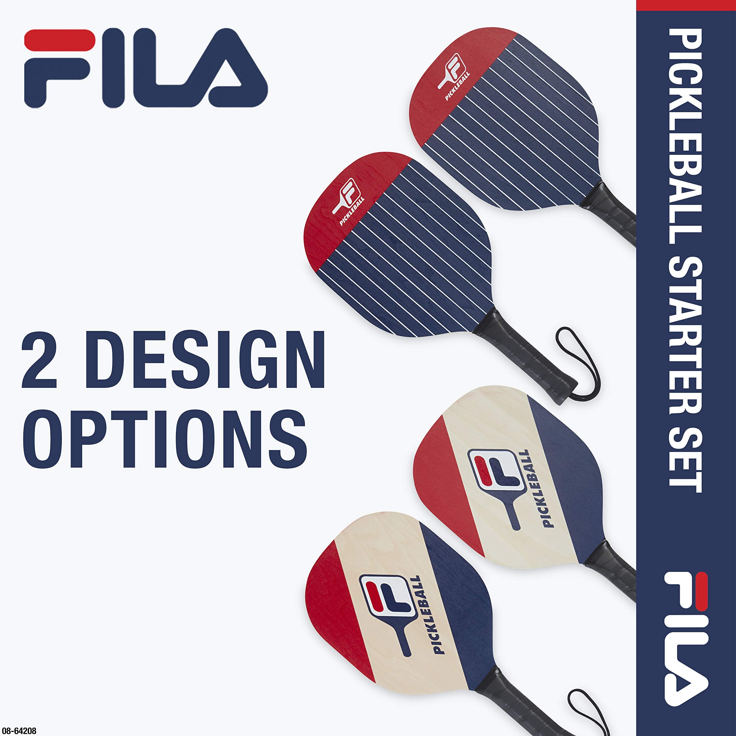 FILA Accessories Pickleball Paddles Set of 2 - Includes 2 Pickle Ball Rackets, 2 Outdoor Pickleball Balls, Pickle-Ball Raquet Game Equipment Mesh Bag (Deuce)