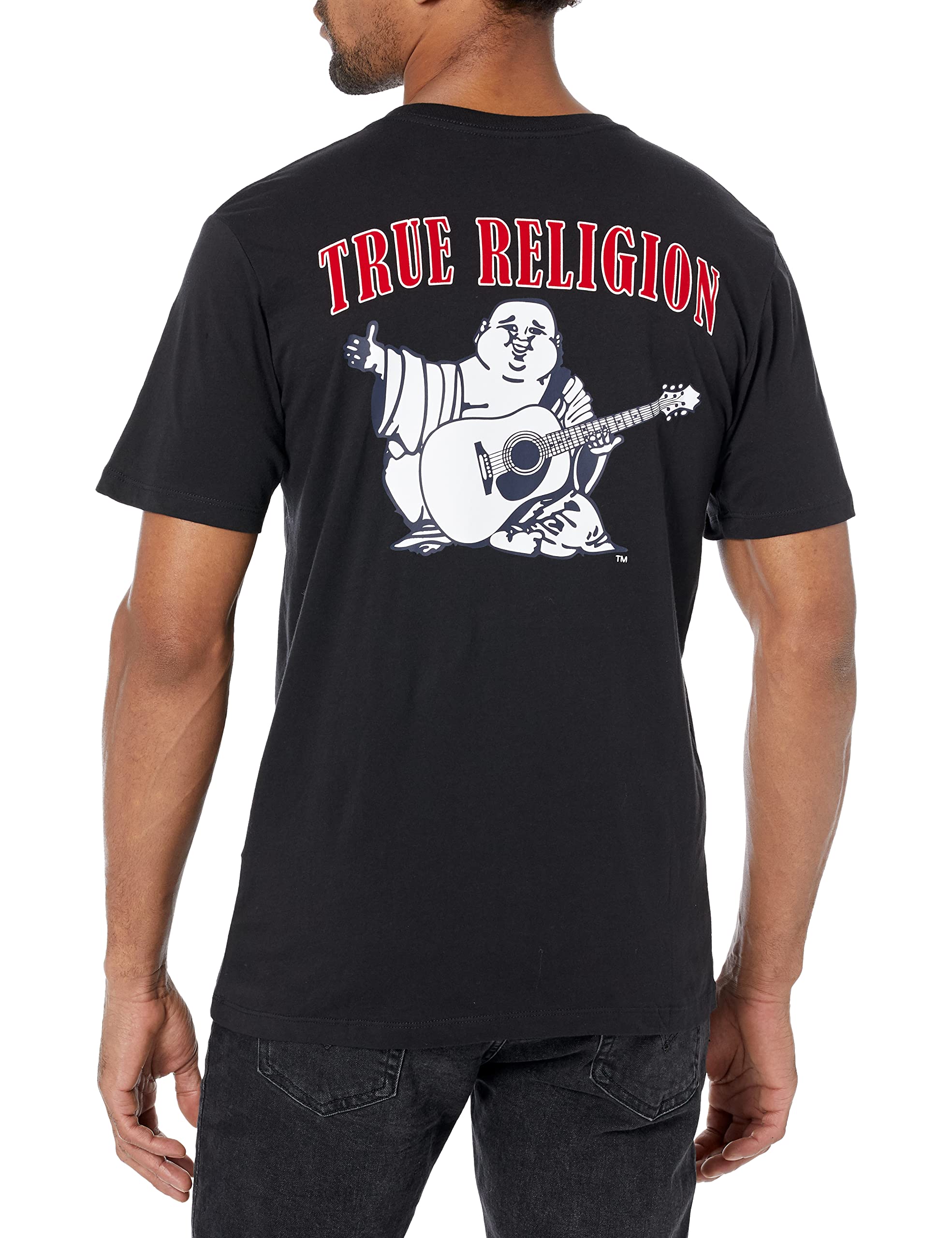 True Religion Men's Buddha Logo Crew Neck Tee, Black, Small