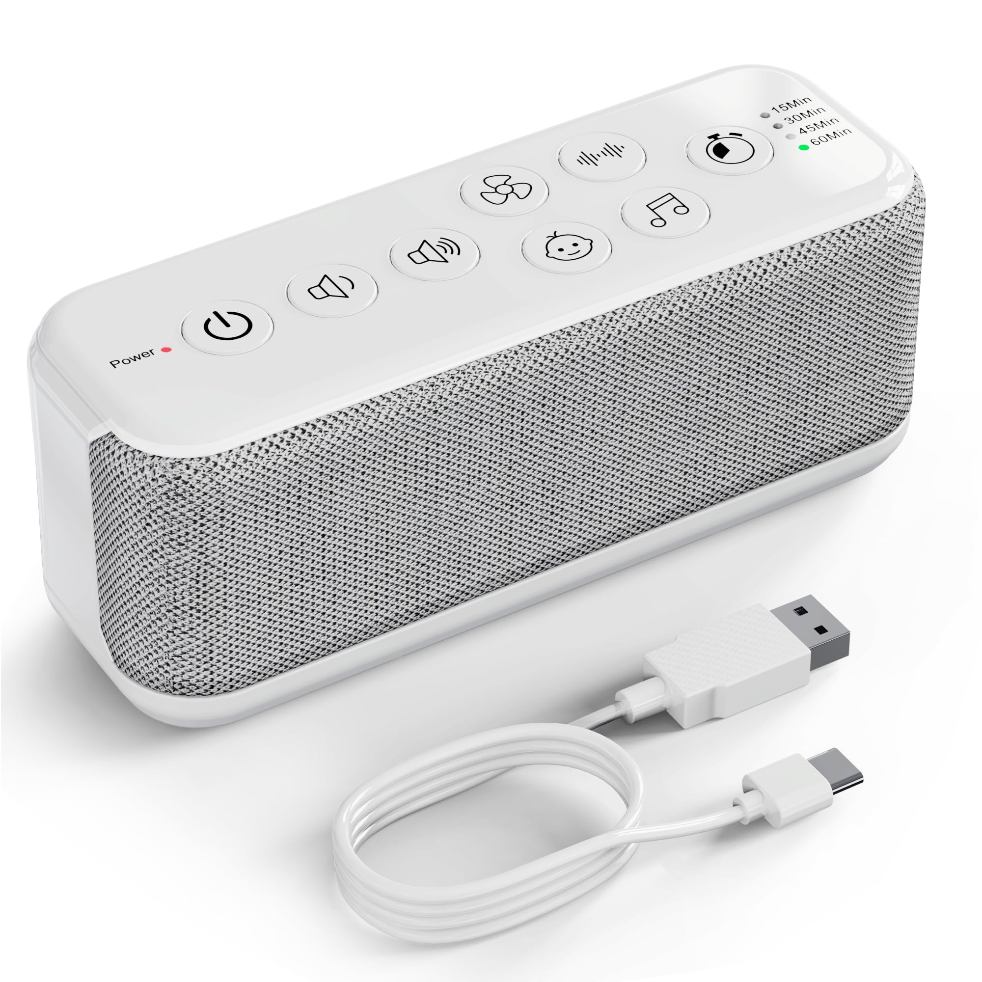 Raynic White Noise Machine, 42 Soothing Sounds Noise Machine, Rechargeable Battery Sound Machine with 8 Volumes, 5 Timers, Type-C Port, Headphone Jack for Baby, Adult, Home, Travel, Office