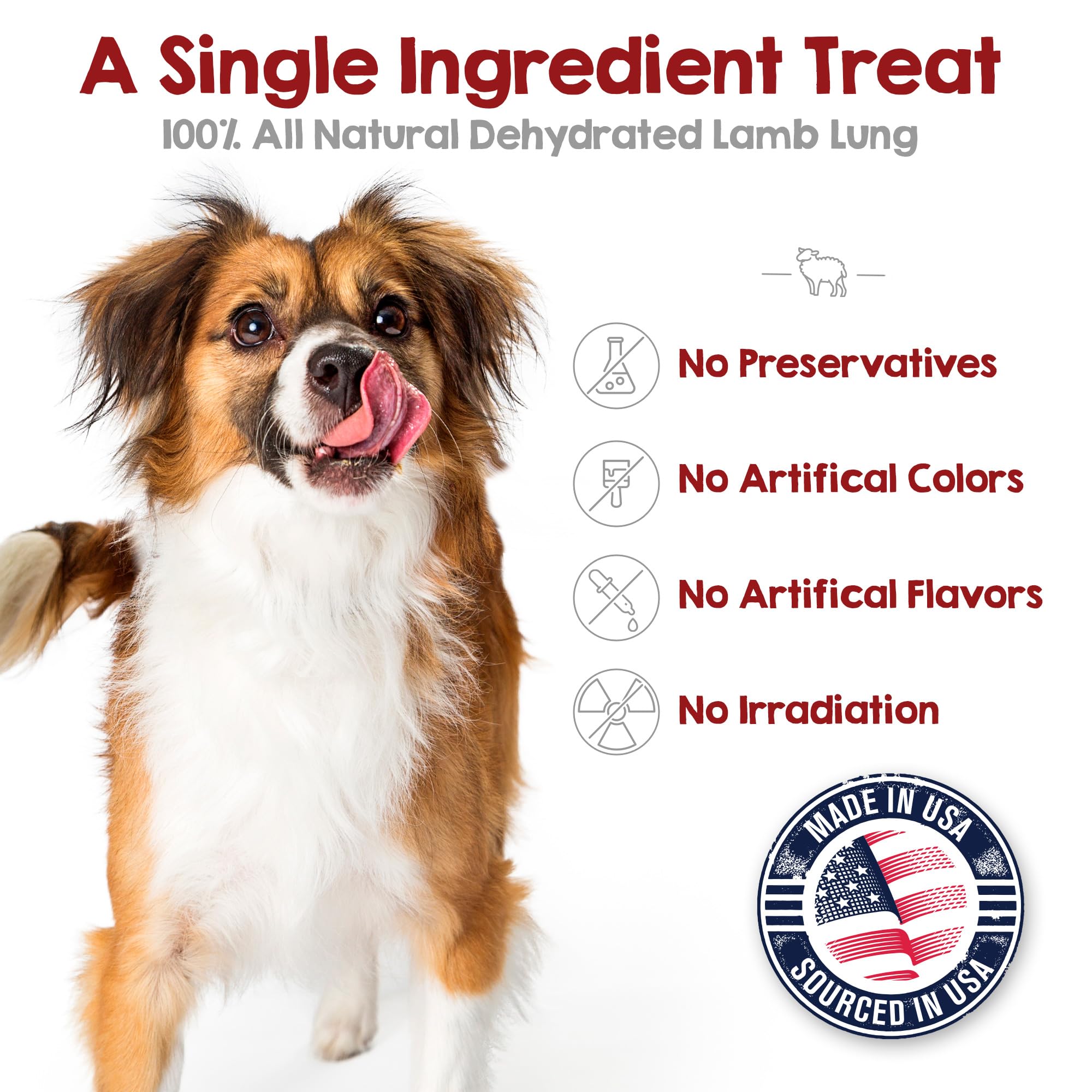 Riley's Premium Dehydrated Lamb Lung Dog Treats - Sourced in USA, Made in USA - Air Dried Crunchy & Delicious Lamb Dog Treats - 6 oz