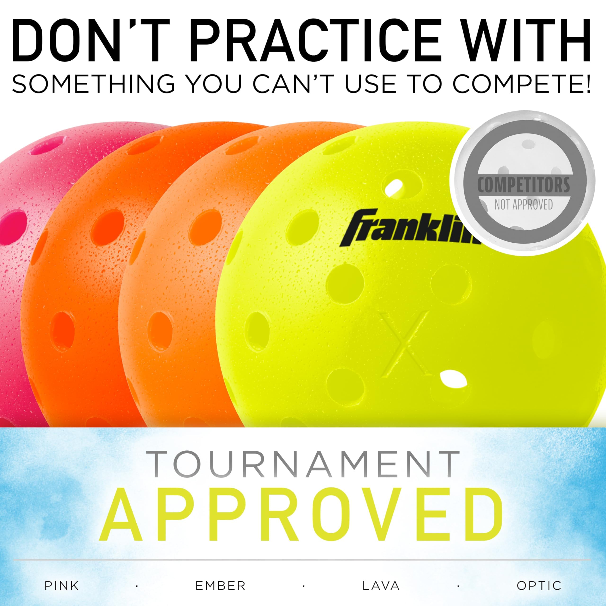 Franklin Sports X-40 Pickleballs - Outdoor 3 Pack USA PICKLEBALL APPROVED Pink Official Ball of US Open Pickleball Championships