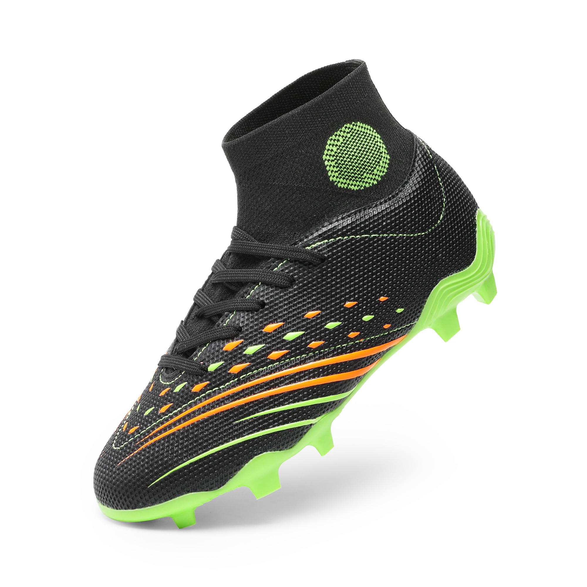 DREAM PAIRS Boys Girls Football Cleats Youth Firm Groud Outdoor Trainning Athletic Sport High Top Soccer Shoes for Little/Big Kid,Size 10 Toddler,Black/Neon Green,SDSO2411K